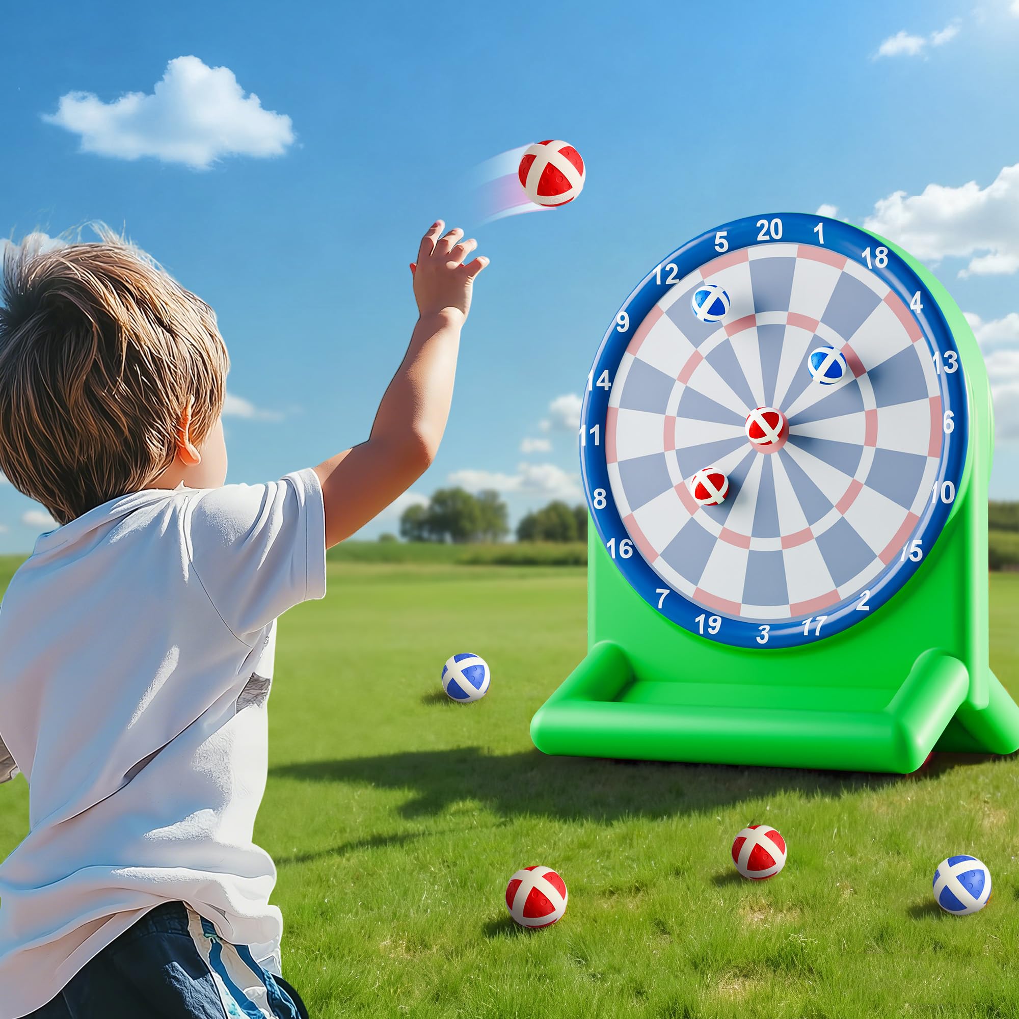 iPlay, iLearn Kids Fun Dartboard Outdoor Toys, Inflatable Dart Board Toss Game, Toddler Backyard Lawn Yard Play, Cool Indoor Family Party Birthday Gift for Ages 3 4 5 6 7 8 Boys Girls Children Teens