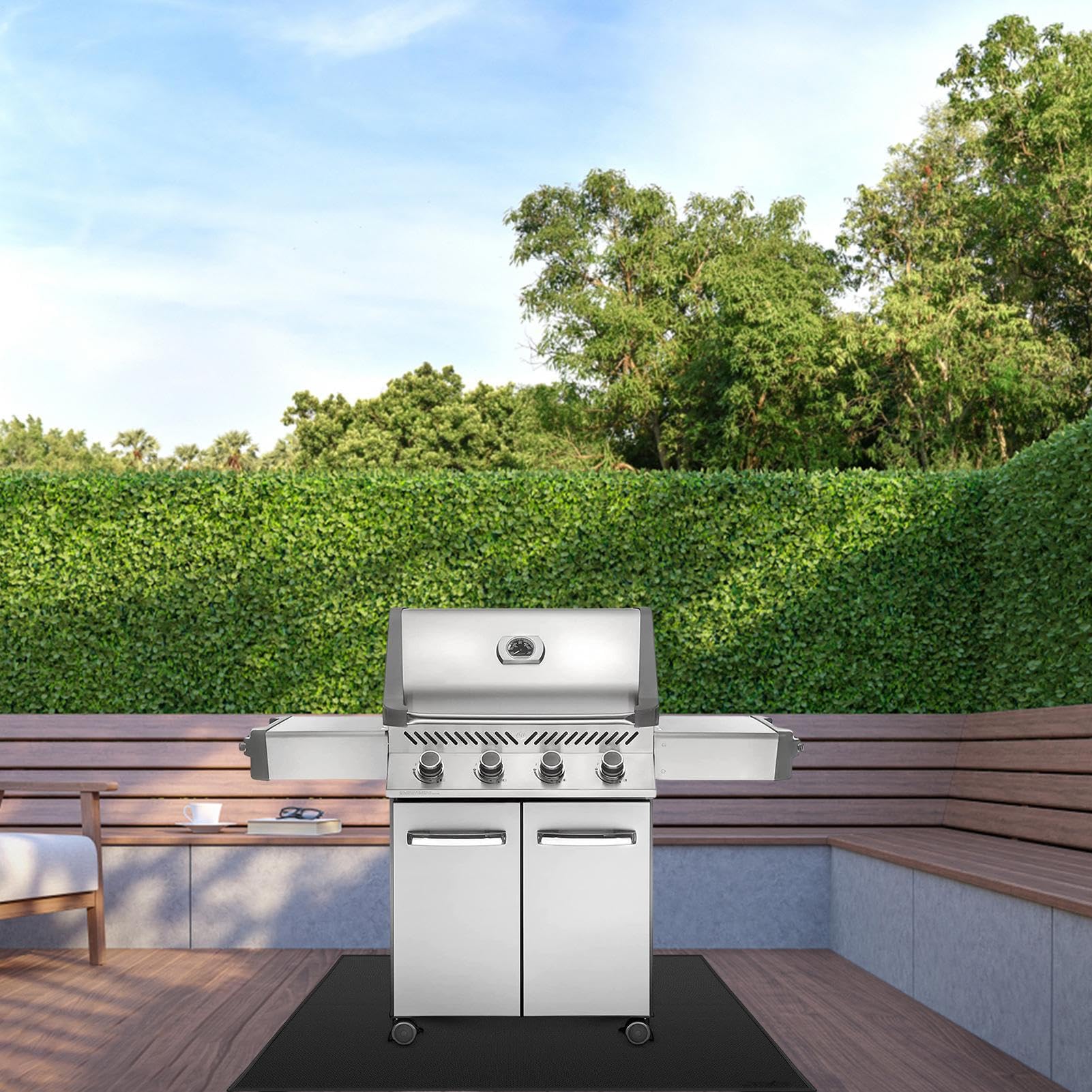 Tapis De Sol Pour Barbecue - Protection Ignifuge Pour Planchas,Tapis Portable Antidérapant Résistant à la Chaleur pour Barbecue, Fêtes en Extérieur et Terrasse - Nettoyage Facile et