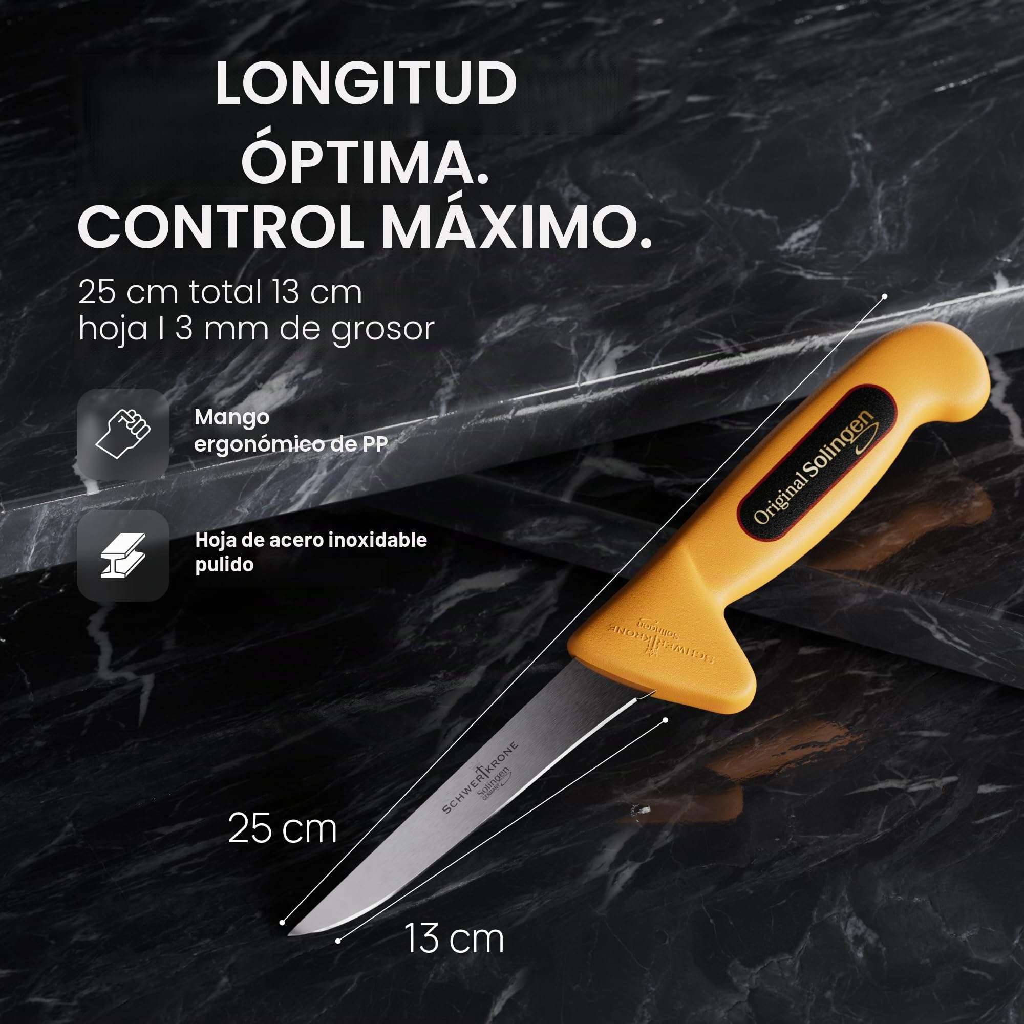 Schwertkrone Solingen - Cuchillos de carnicero profesional Made in Germany - Cuchillo de carnicero, cuchillo de deshuesar, cuchillo de carnicero, rifle de afilar