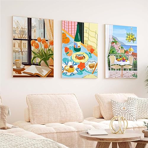 Vista 79 de cupmod Paquete de 6 kits de pintura por números para adultos principiantes, número bohemio acrílico fácil, números de acuarela sobre lienzo sin