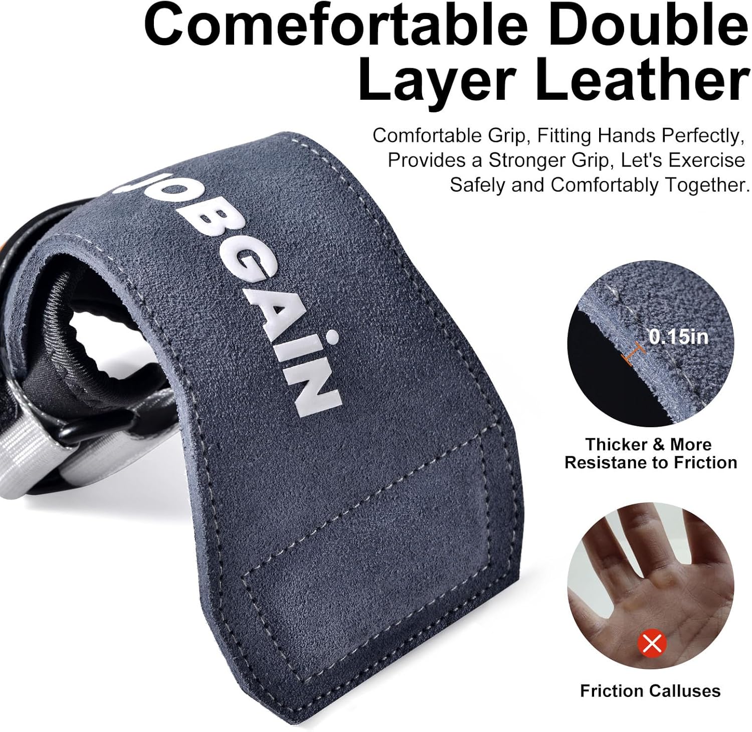 Weight Lifting Wrist Strap, Double Layer Leather Wrist Strap for Deadlift and Powerlifting, Adjustable Neoprene Padded Wrist Wraps, for Men & Women, 1 Pair