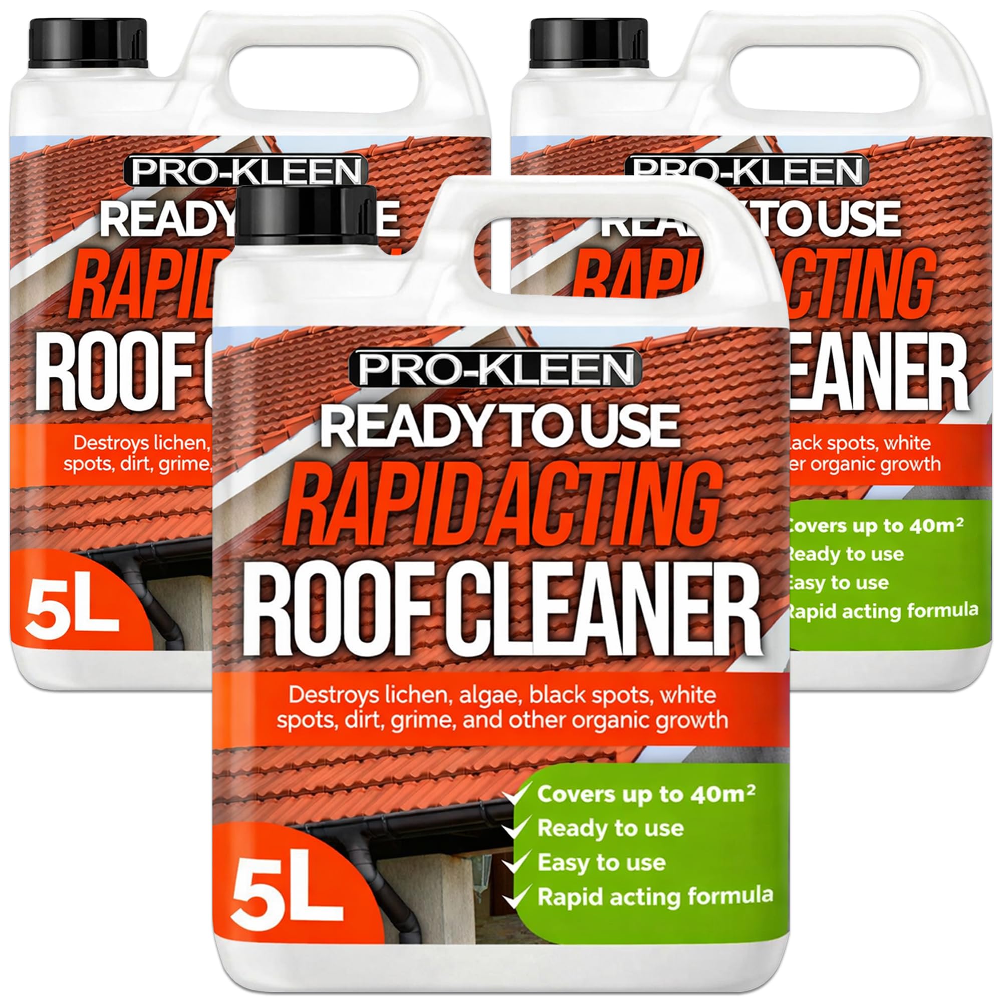 Pro-Kleen Rapid Acting Roof Cleaner - Removes Dirt, Grime, Lichen, Black Spots and More - Easy and Ready to Use Formula (15 Litres)