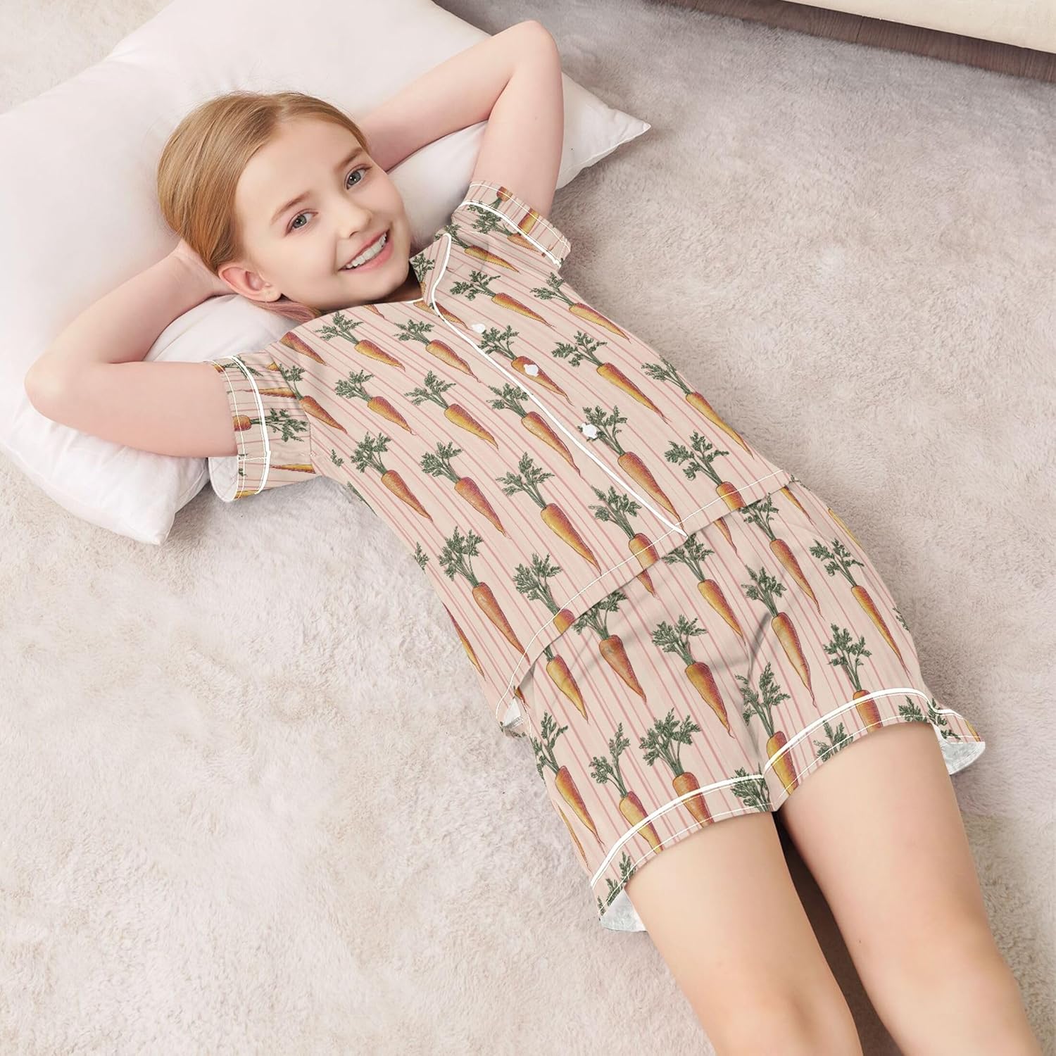 Silk Pajama Sets Short Sleeve Pajamas Soft Sleepwear 2 Piece Pjs Set
