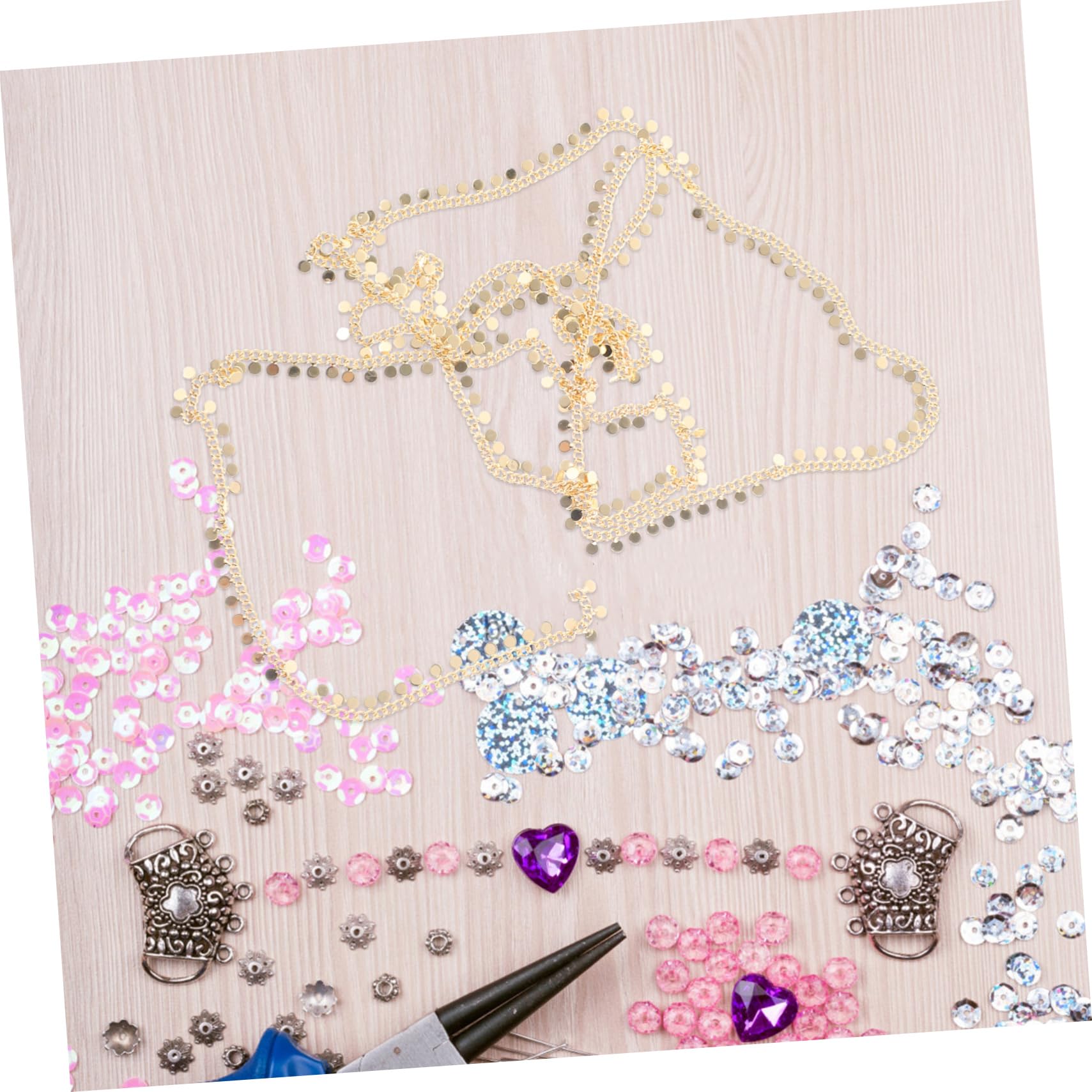 SHINEOFI 3 Pezzi Catena di Metallo alla Moda per Collane di Gioielli Catene per Braccialetti Catene per Gioielli Fatti A Mano Accessori per Gioielli Ciondolo A Disco Piatto Catena di Corda