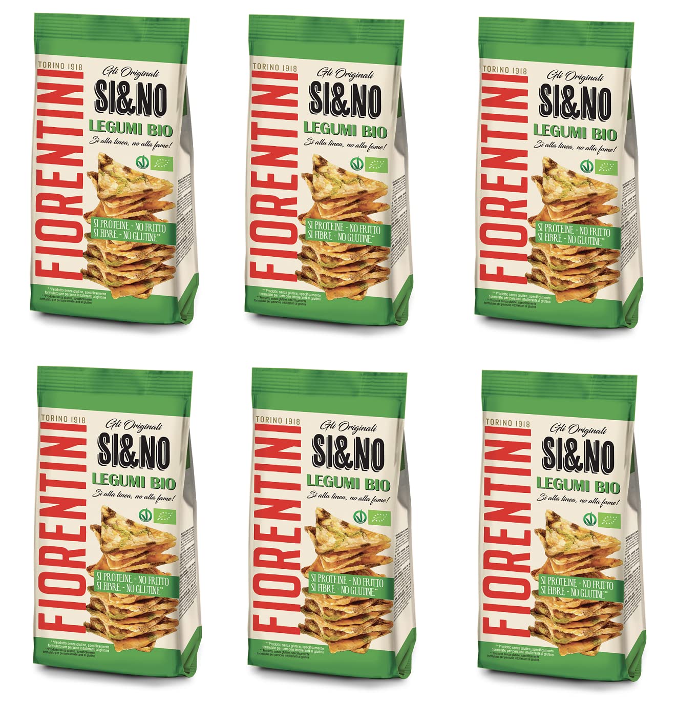 6x Fiorentini SI&NO Mini Gallette con Legumi BIO Mini-Maiskuchen mit Hülsenfrüchten 80g