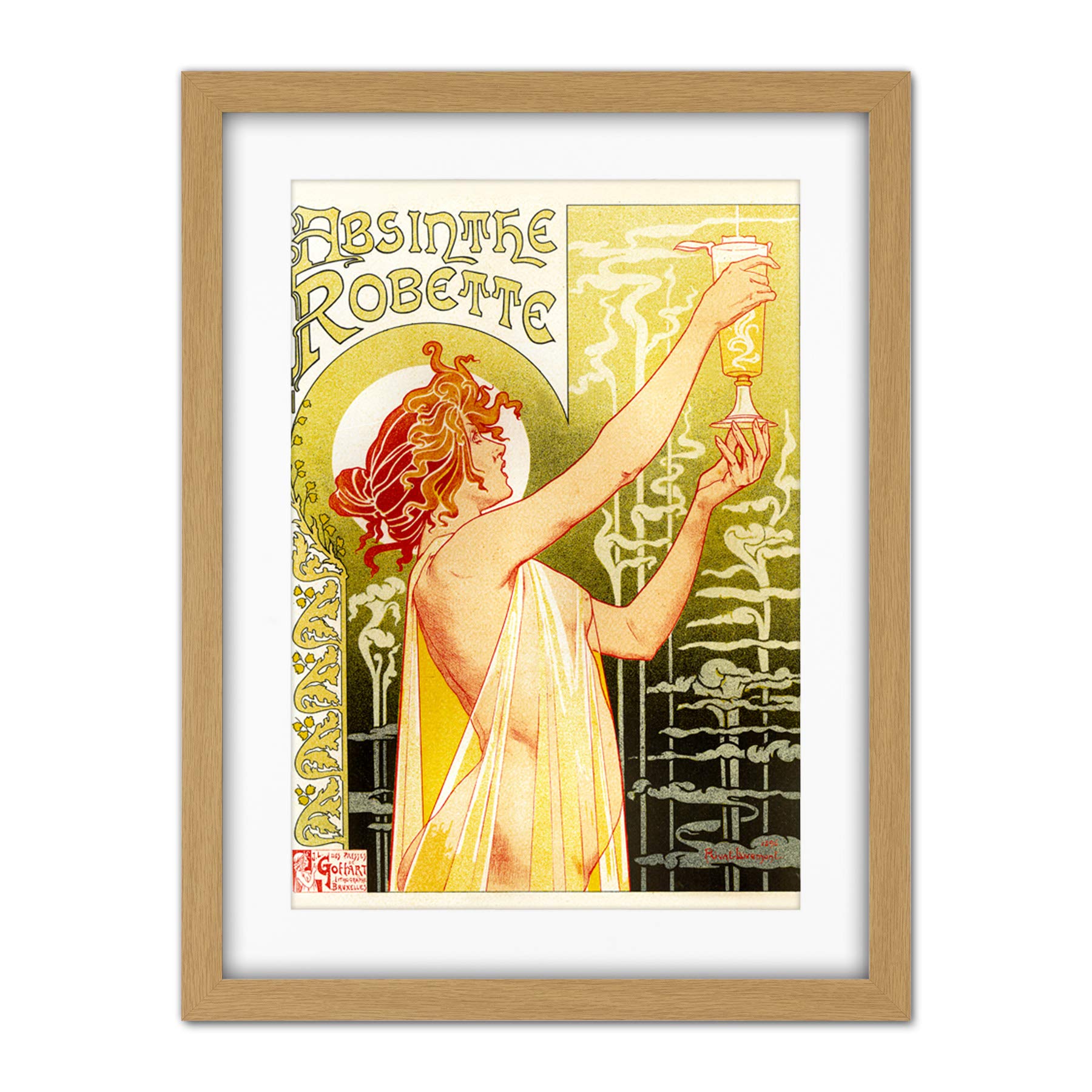 Wee Blue Coo Absinthe Robette Belgium Classic Artwork Framed Wall Art Print 18X24 Inch