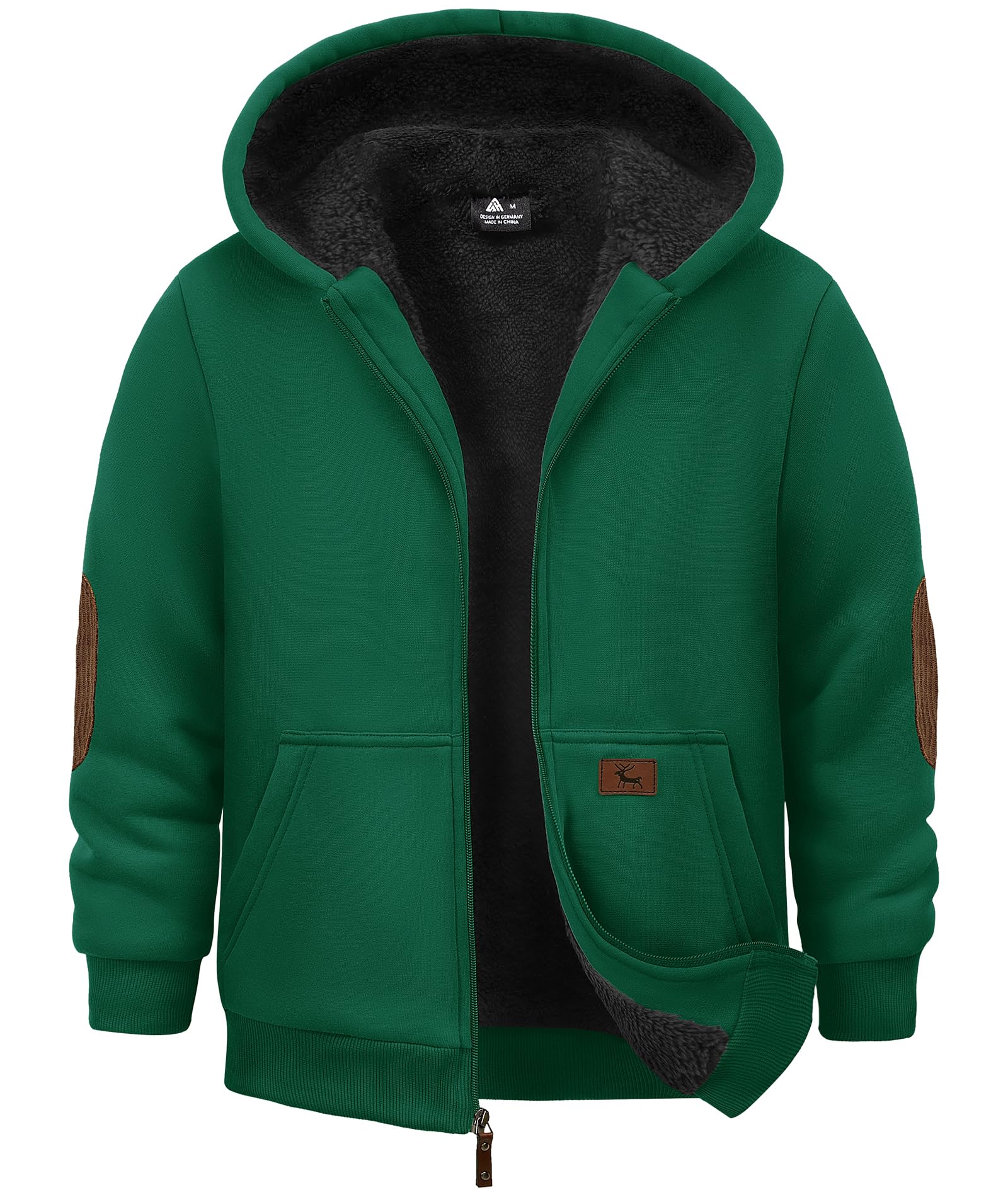 JACKETOWN Jungen Sweatjacke Gefüttert Kinder Hoodie Sweatshirt Kapuzenpullover Fleecejacke mit Kapuze Langarm Warme Winterjacke Classic Pullover mit Reißverschluss