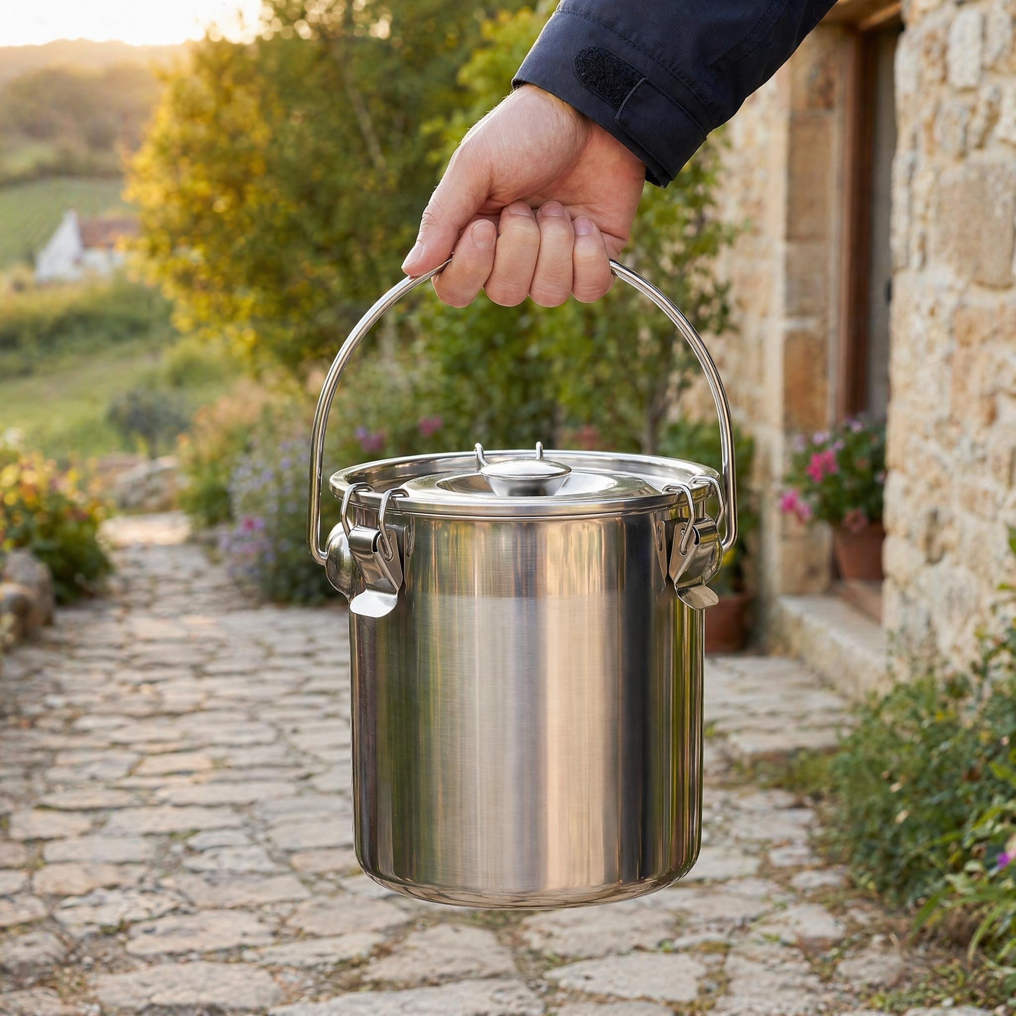 iPlusmile Contenedor de alimentos de cocina de acero inoxidable 3L hermético para cereales, arroz, leche - contenedor de harina con caja