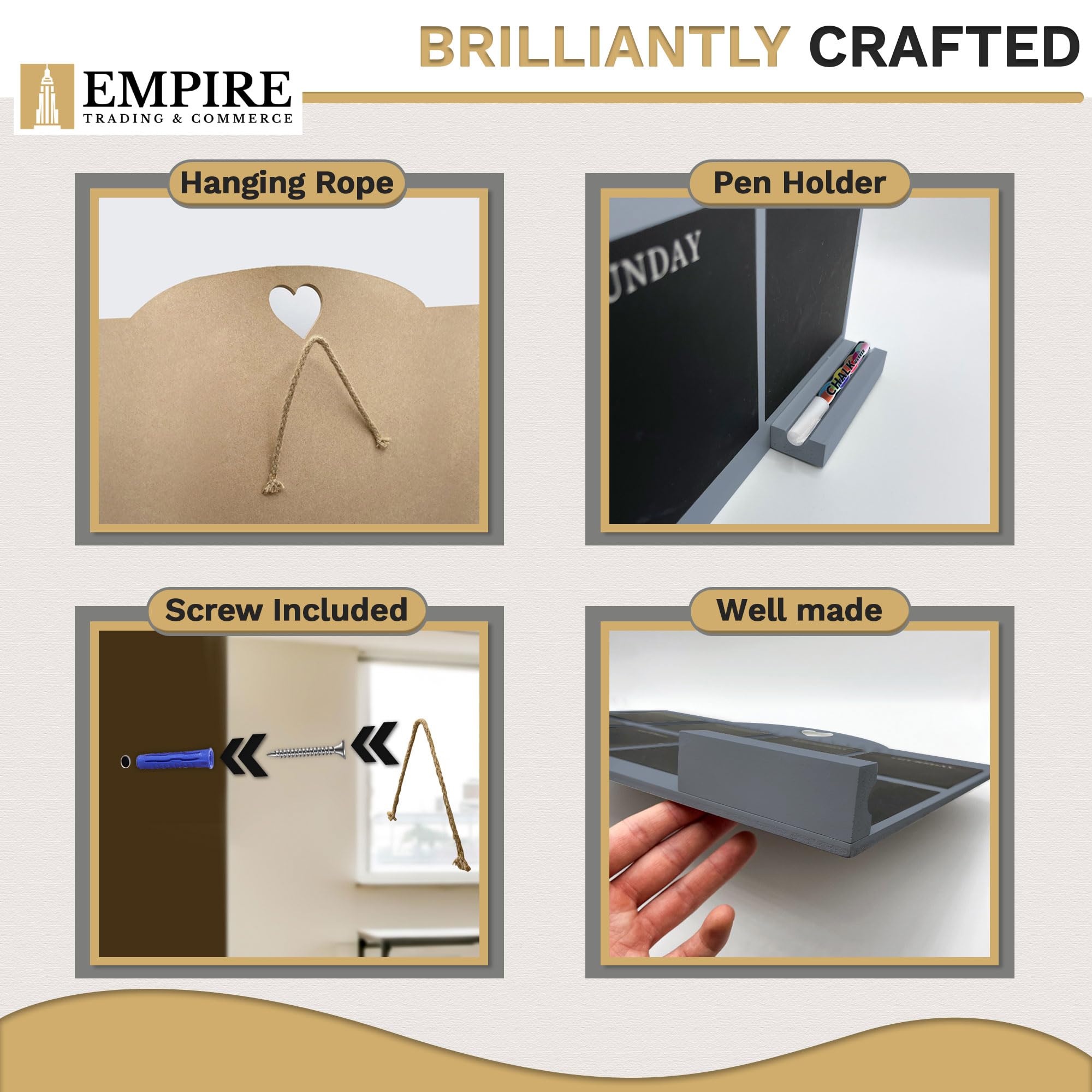 Empire - Agenda settimanale e menù per cucina, planner da lavoro, da parete, con penna, lista delle cose da fare, cancellabile a secco, con panno bianco, per ufficio e casa (standard, blu)