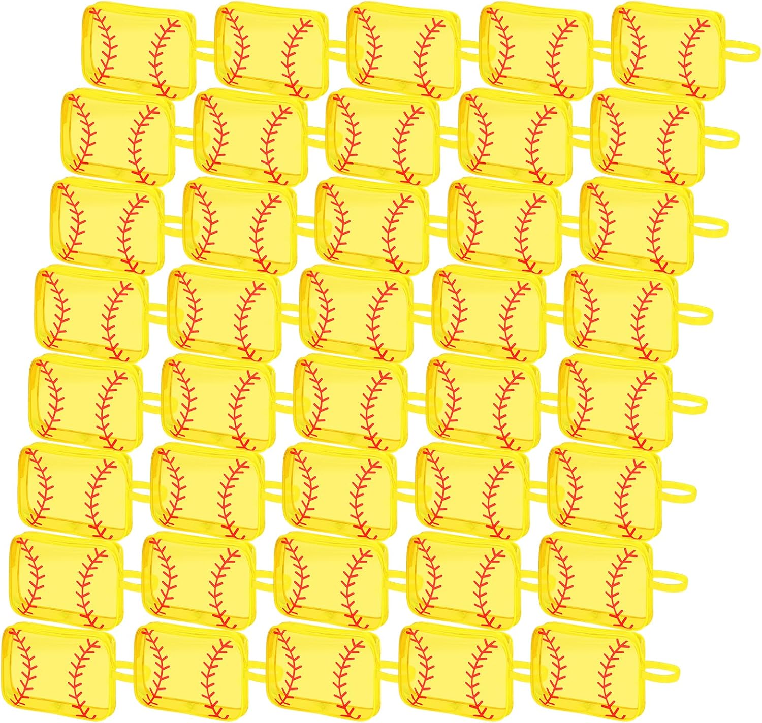 40 Pack Softball Clear PVC Makeup Bags Bulk, Cosmetic Pouch Waterproof Travel Small Pouches with Zipper for Men and Women Carry-on Traveling Essentials Bags