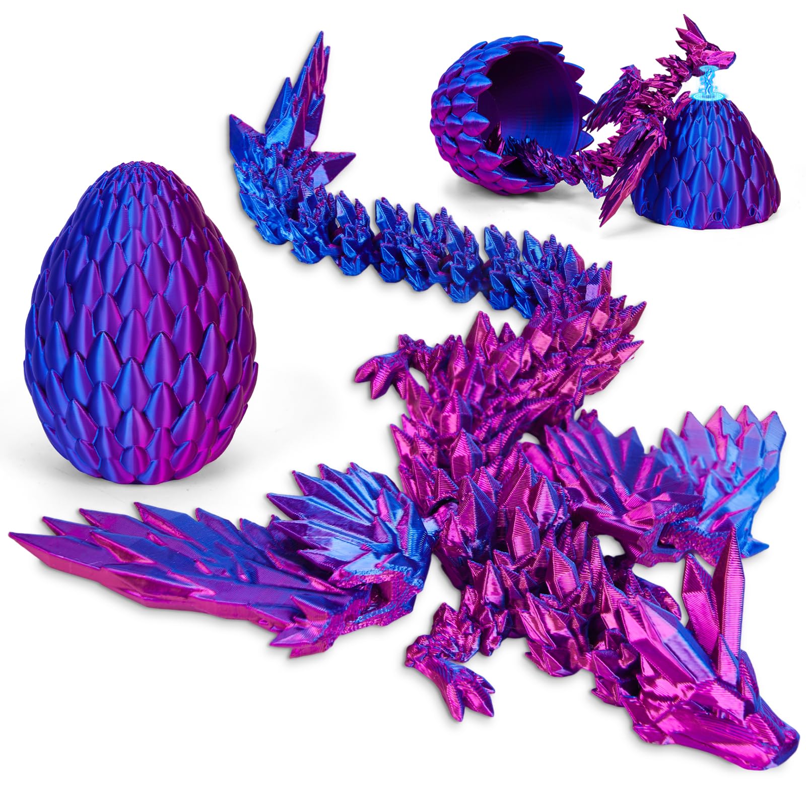 Magnetic Dragon Egg, 3D Printed Dragons for Home Decor Fridge Magnets (Flying Dragon J), 7 cm x 7 cm x 10 cm
