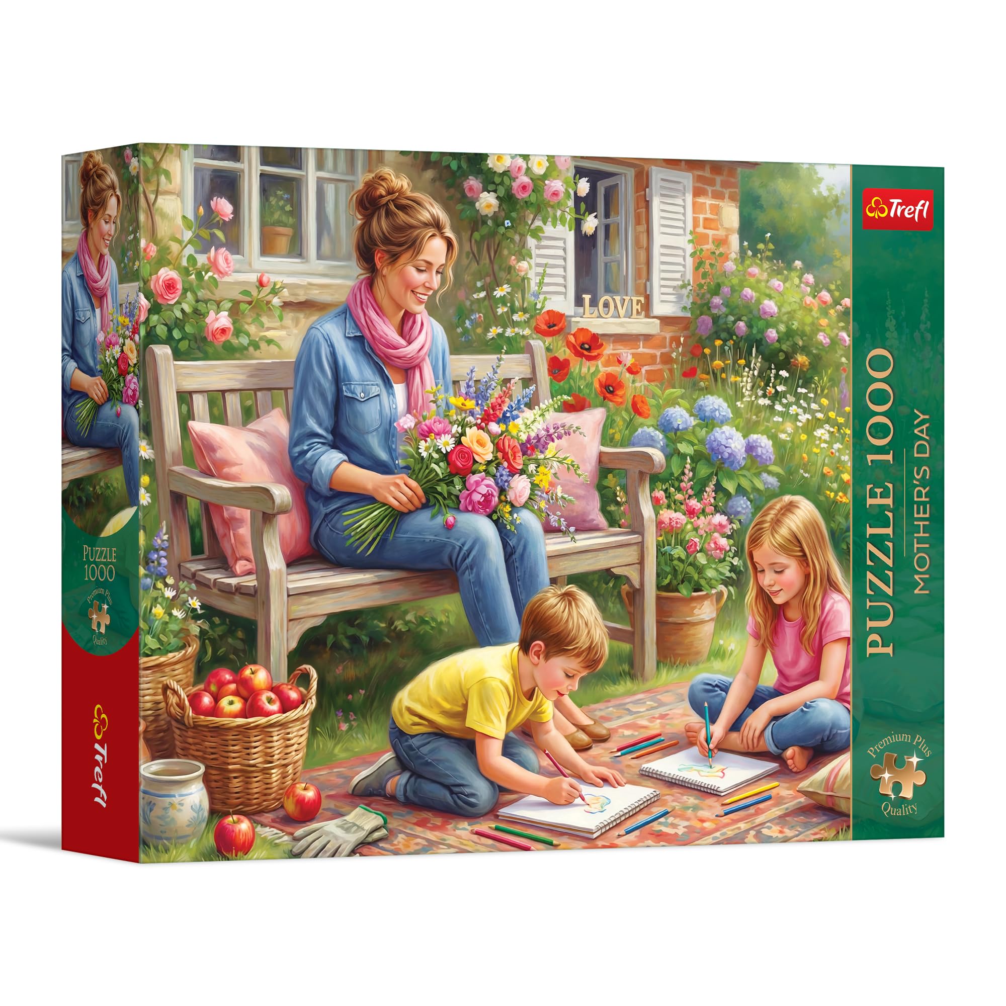 Trefl Premium Plus Quality - Mother's Day: Family in the Garden - 1000 Pieces Timeless Themes Series, Pieces, for Adults and Teens Ages 14+
