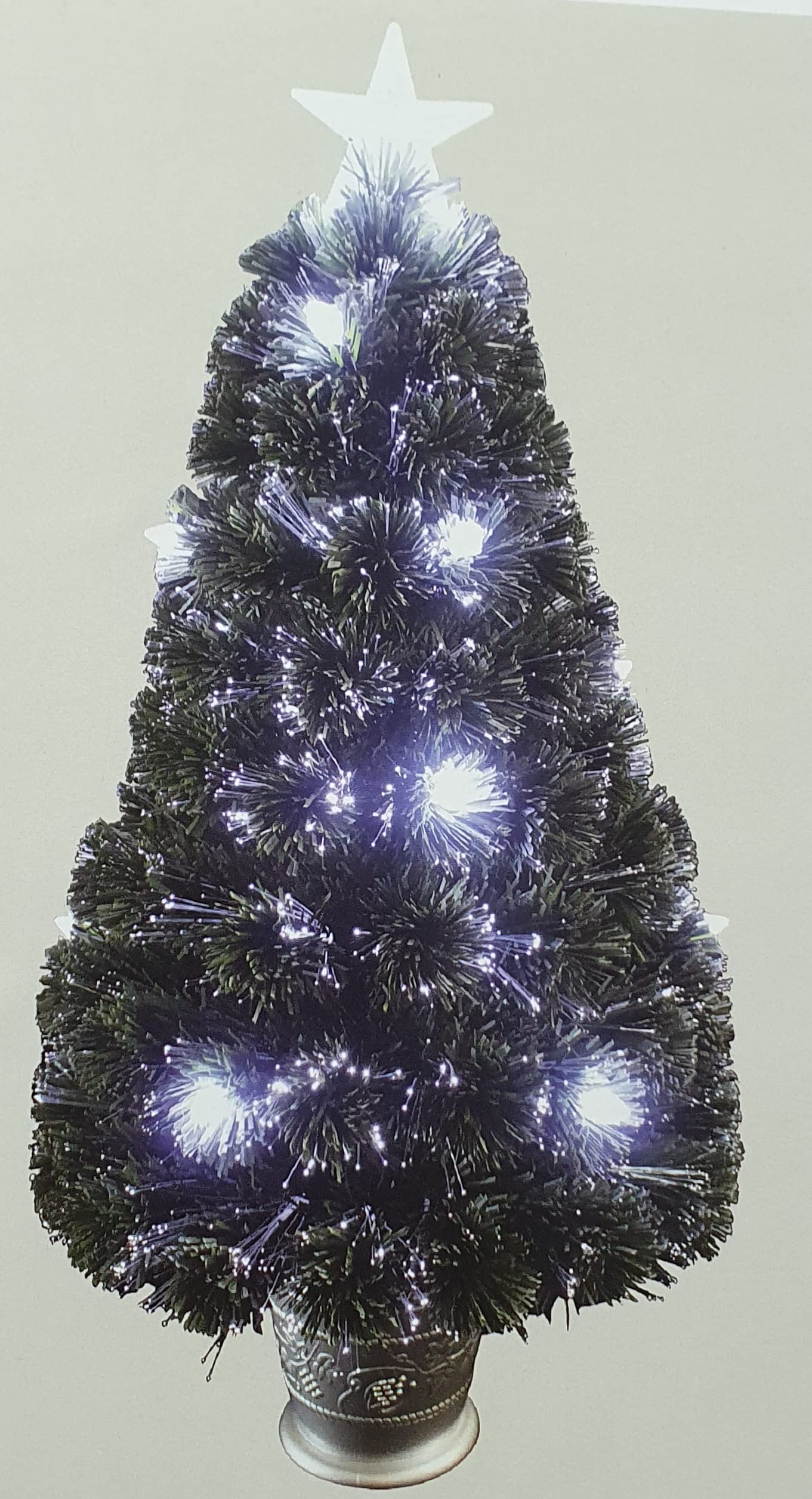 Elex® 3ft Green Fibre Optic Christmas Xmas Tree with White LED Star & Cones & Multi Function 90cm