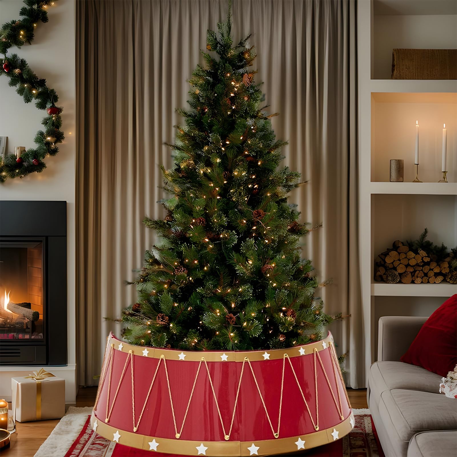 Girocollo per Albero Cerchio Decorativo da 65cm per Albero Artificiale | Decorazioni per Interni Esterni Soggiorno Ingresso Giardino