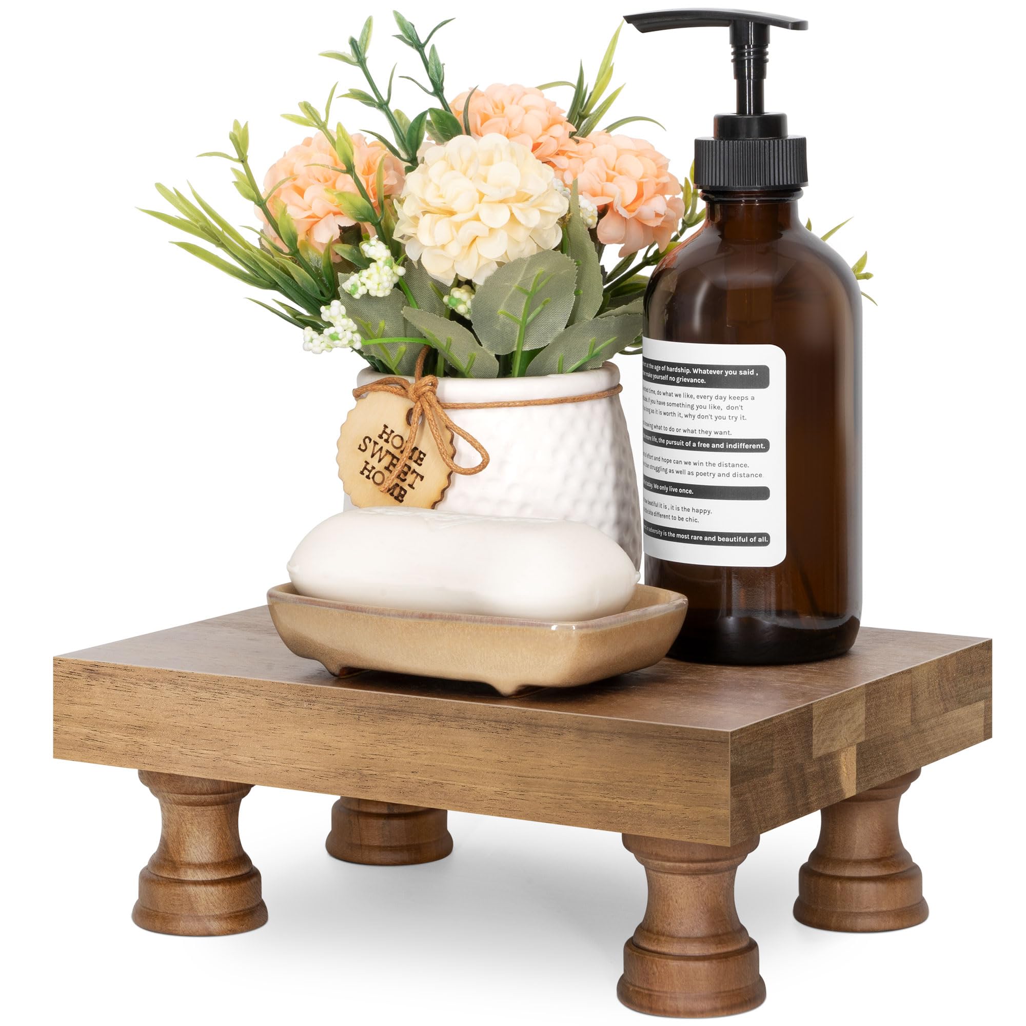 EOSAHR Wood Riser for Decor & Display Stand for Kitchen Counter, Brown — image 1