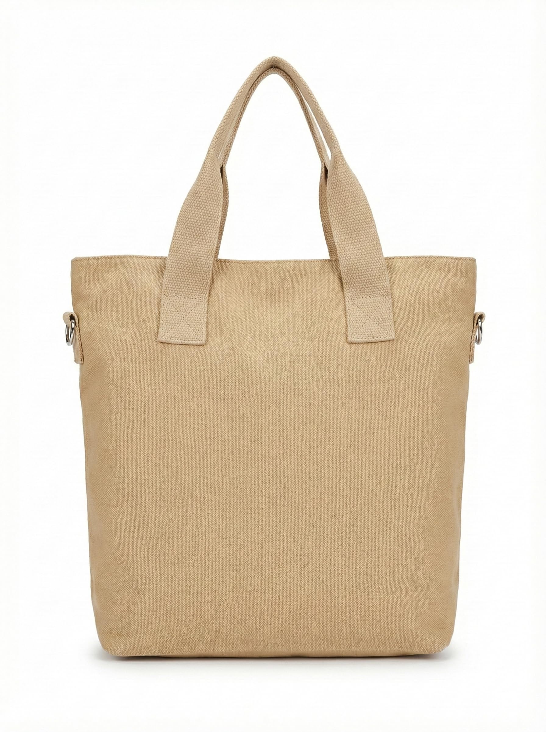 BROGBUS Canvas Tote Bag for Women Office Use, College Girls with Compartment, Khaki 2