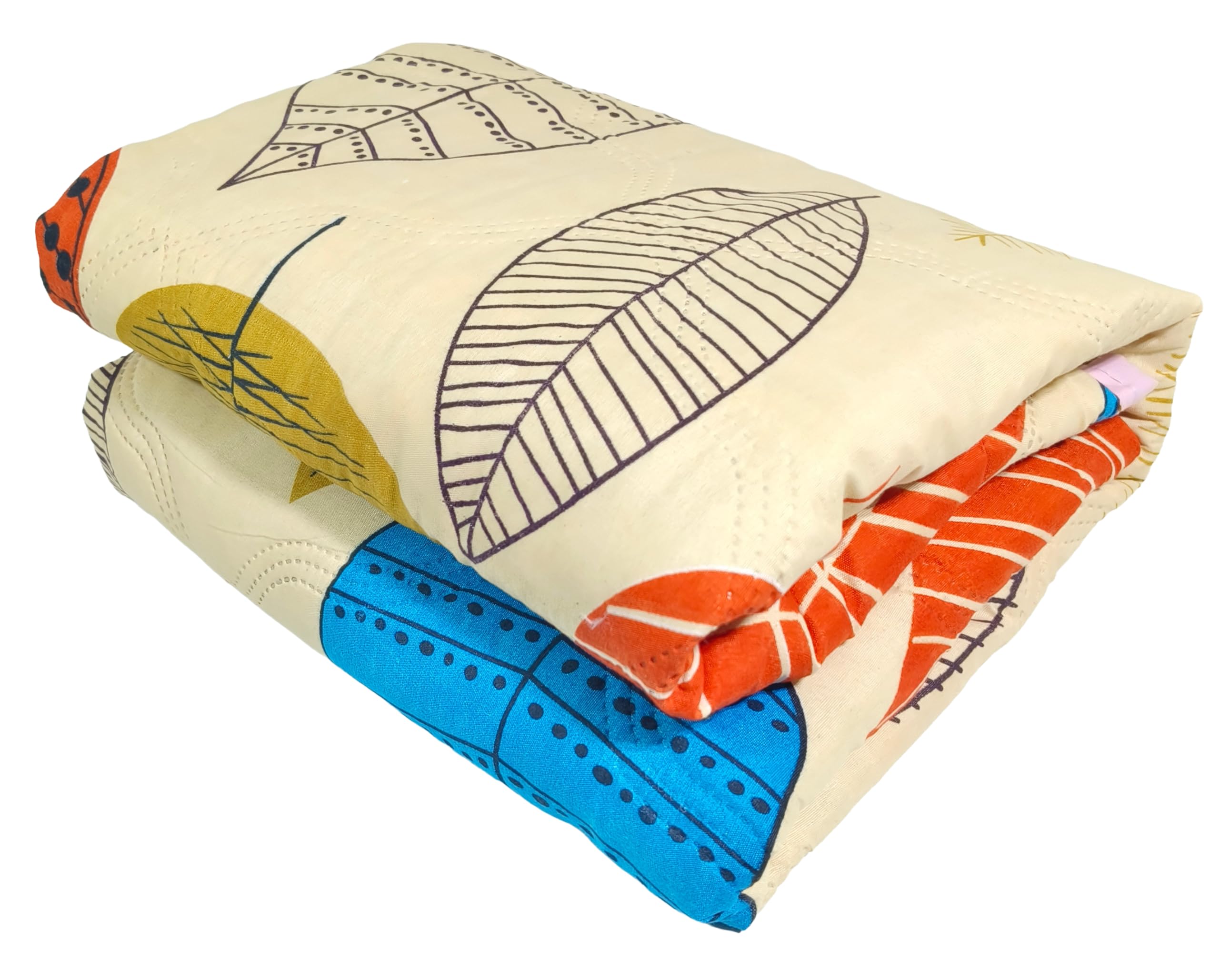 Reversible AC Comforter Double Bed Size | Lightweight Summer Quilt | Soft Microfiber 3-Layered Blanket | Ultrasonic Quilting | Cotton Feel | (Yellow + Multi Leaf, Double Bed)-image-32