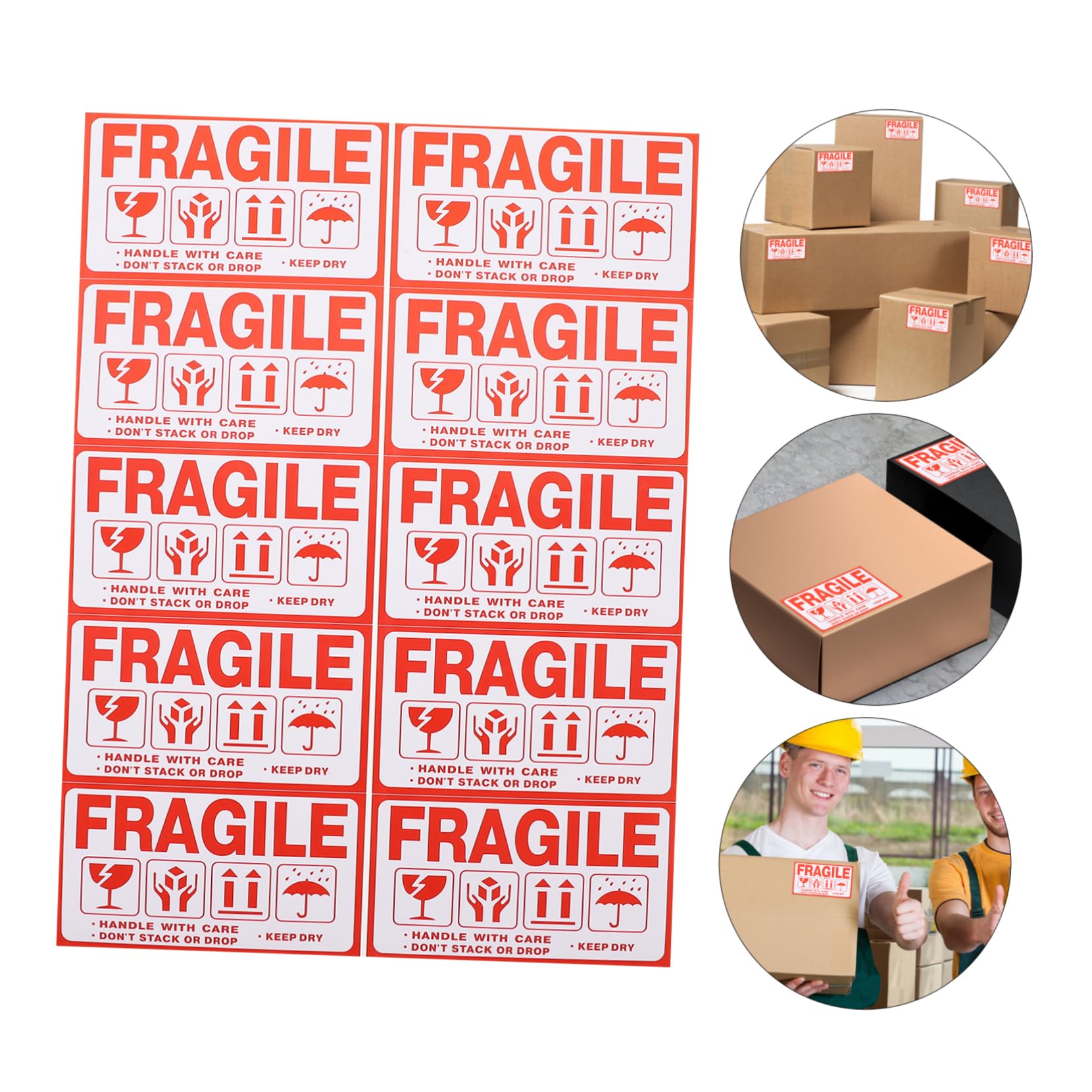 Étiquettes 'Fragile' Autocollantes – 20 Stickers Rouges Pour Cartons Et Colis, 9x5 Cm, Parfaites Pour L'expédition Et La Protection - 6