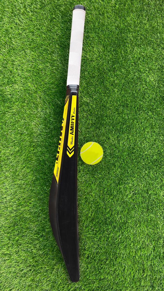 AMIFIT Plastic Cricket Bat for Tennis Ball Adults with Grip Full Size, Black 2