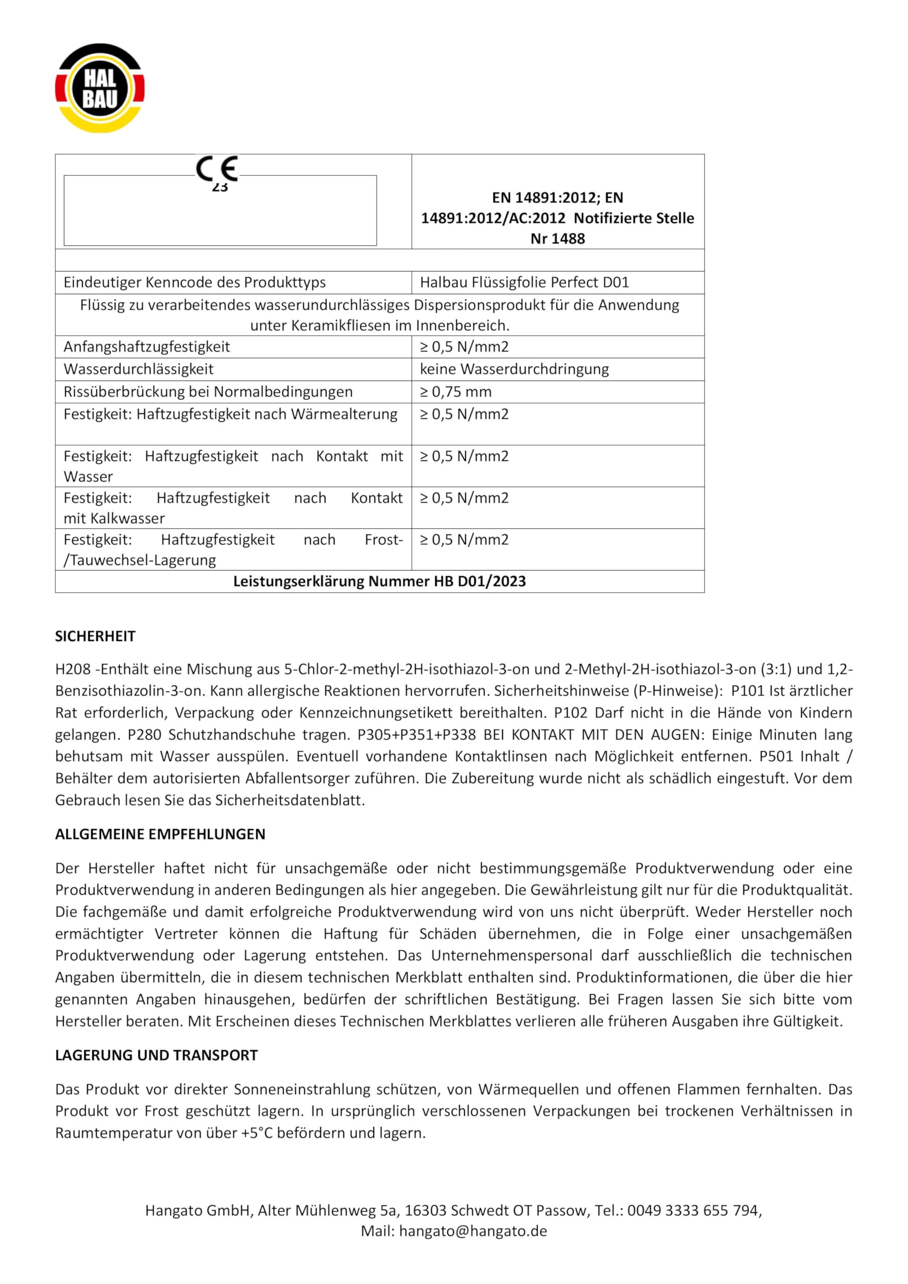 Flüssigfolie Profi 25kg, Flüssiggummi für Innen, Wassersperre unter Fliesen, Bad, Dusche, Abdichtung, Halbau D01