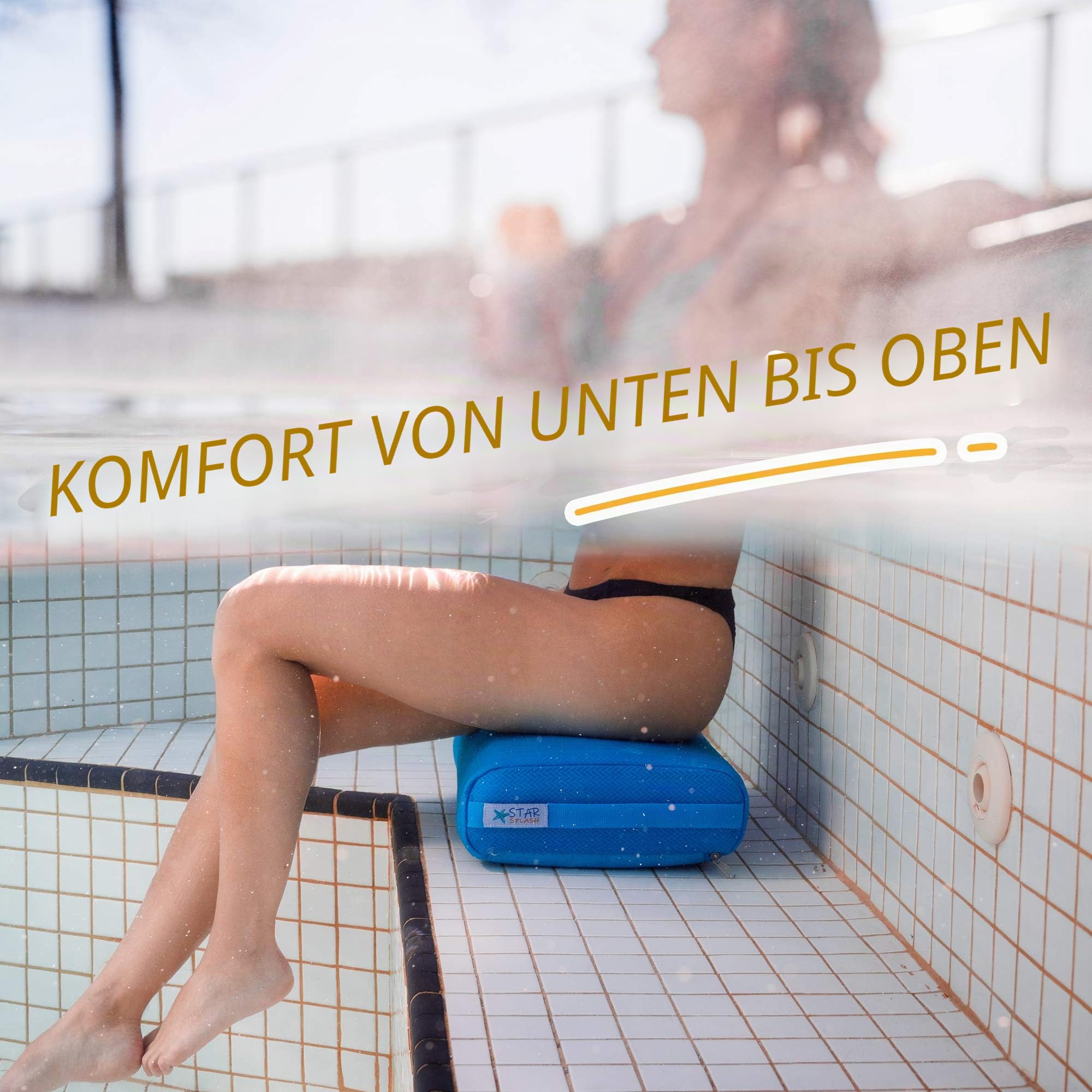 Star Splash Whirlpool Sitzkissen 38cmx30cmx12cm – Sitz Whirlpool mit Rutschfestem Micro Dot Boden und 6 Sektionen mit Gewichten - Schnell Trocknendes Badewannenkissen für Drinnen oder Draußen