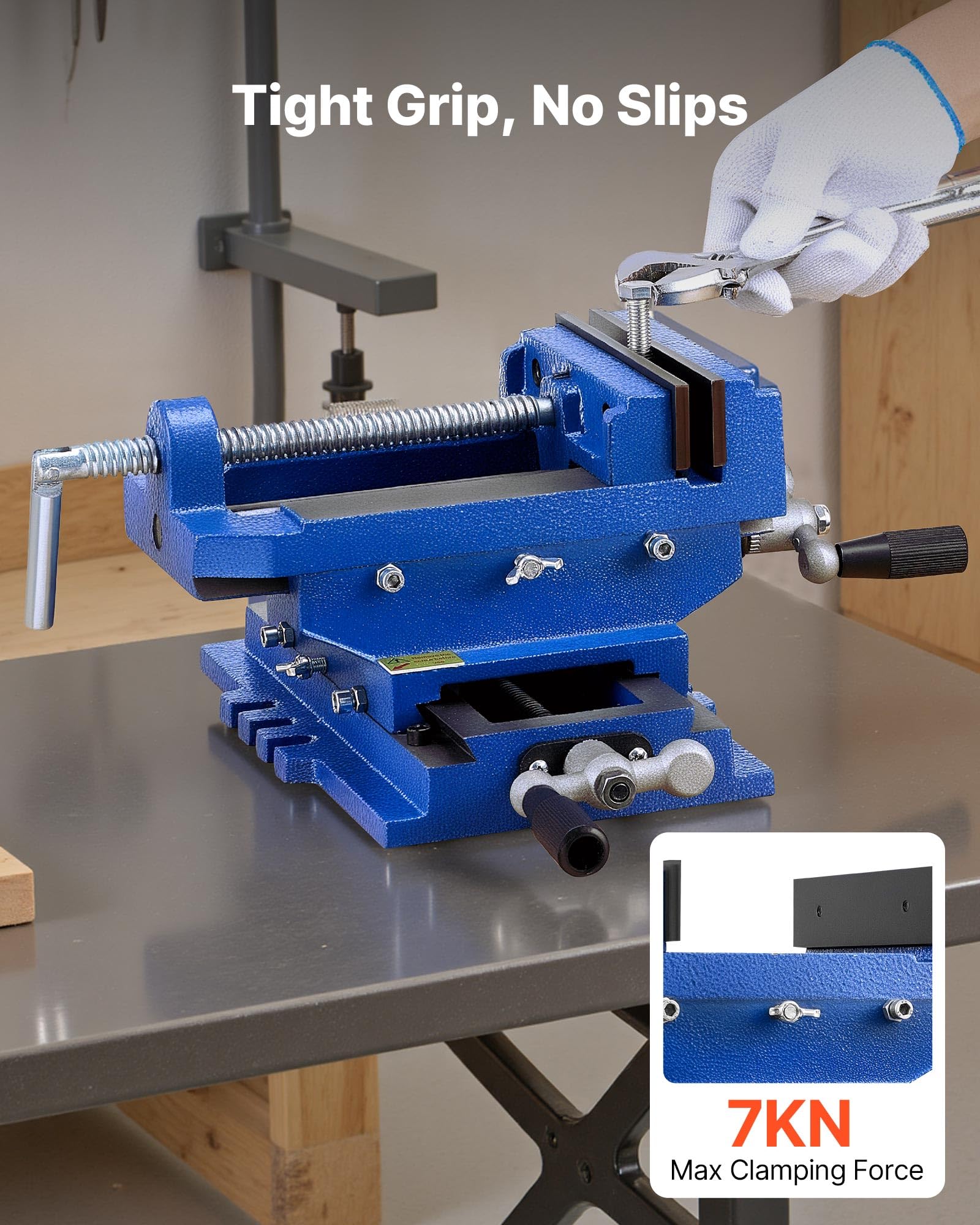 VEVOR Étau Croisé de Perceuse à Colonne, Largeur de Mâchoire 101,6 mm, Étau d'Établi de Perçage en Fonte Robuste, avec Axe XY Bidirectionnel, pour Travail du Bois, Perçage, Fraiseuse CNC, Atelier