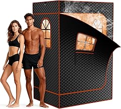 Tragbare Dampfsauna Heimsauna für Zuhause, Upgrade Version Saunabox mit 3 Liter Dampfgenerator, Fernbedienung, Klappstuhl, Tragbare Saunazelt 120 x 90 x 180cm