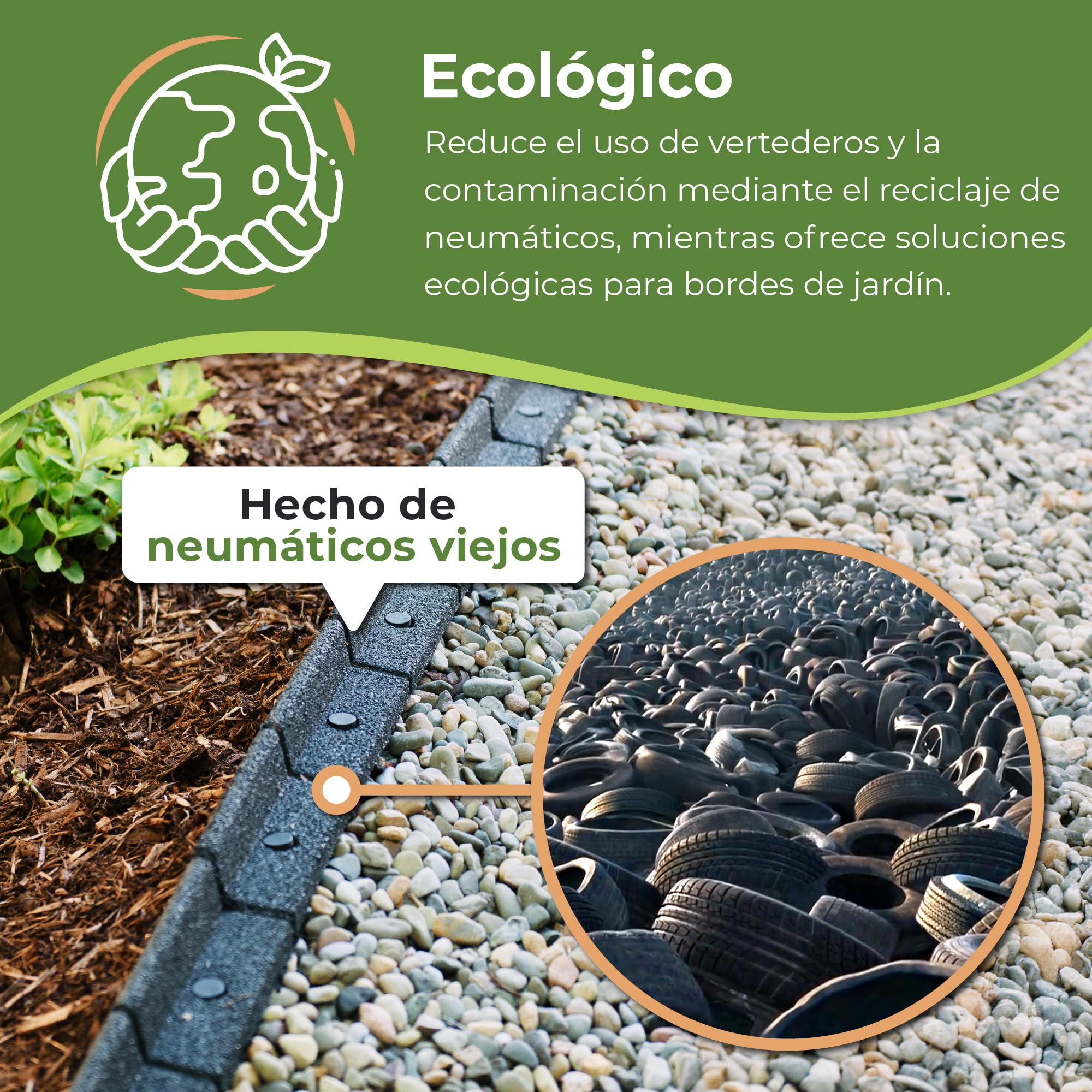 EcoShape FlexiBorder – el Sistema Flexible de Bordes de césped (6 x 1 Metro, Gris)
