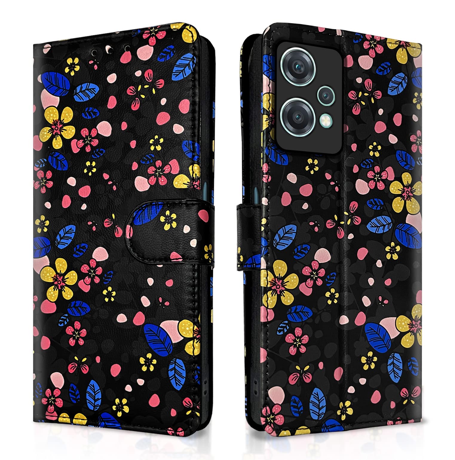 Pikkme OnePlus Nord Ce 2 Lite 5G Flip Cover for Girls Leather Finish | Inside TPU with Card Pockets | Wallet Stand and Shock Proof | Complete Protection Flip Case (Black Flower) (B0C2KB62CK) Amazon Price History, Amazon Price Tracker