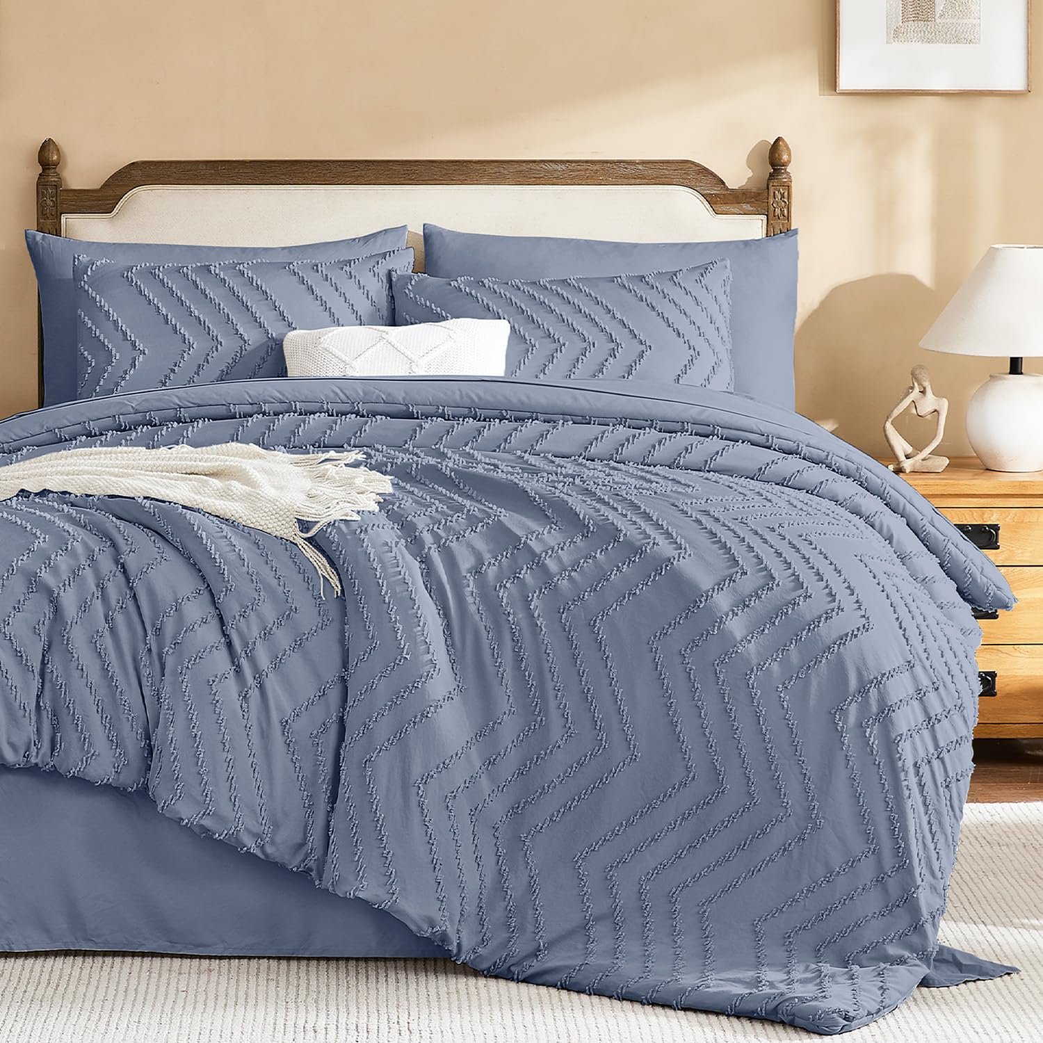 Litanika Full Comforter Set with Sheets, 7 Pieces Boho Bed in a Bag