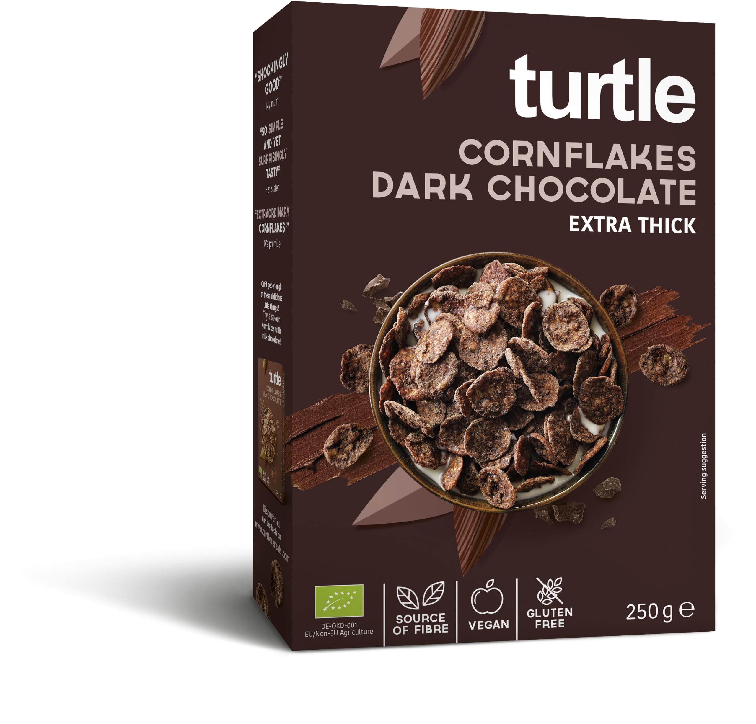 Płatki kukurydziane w polewie z ciemnej czekolady bezglutenowe Bio 250 g - Turtle