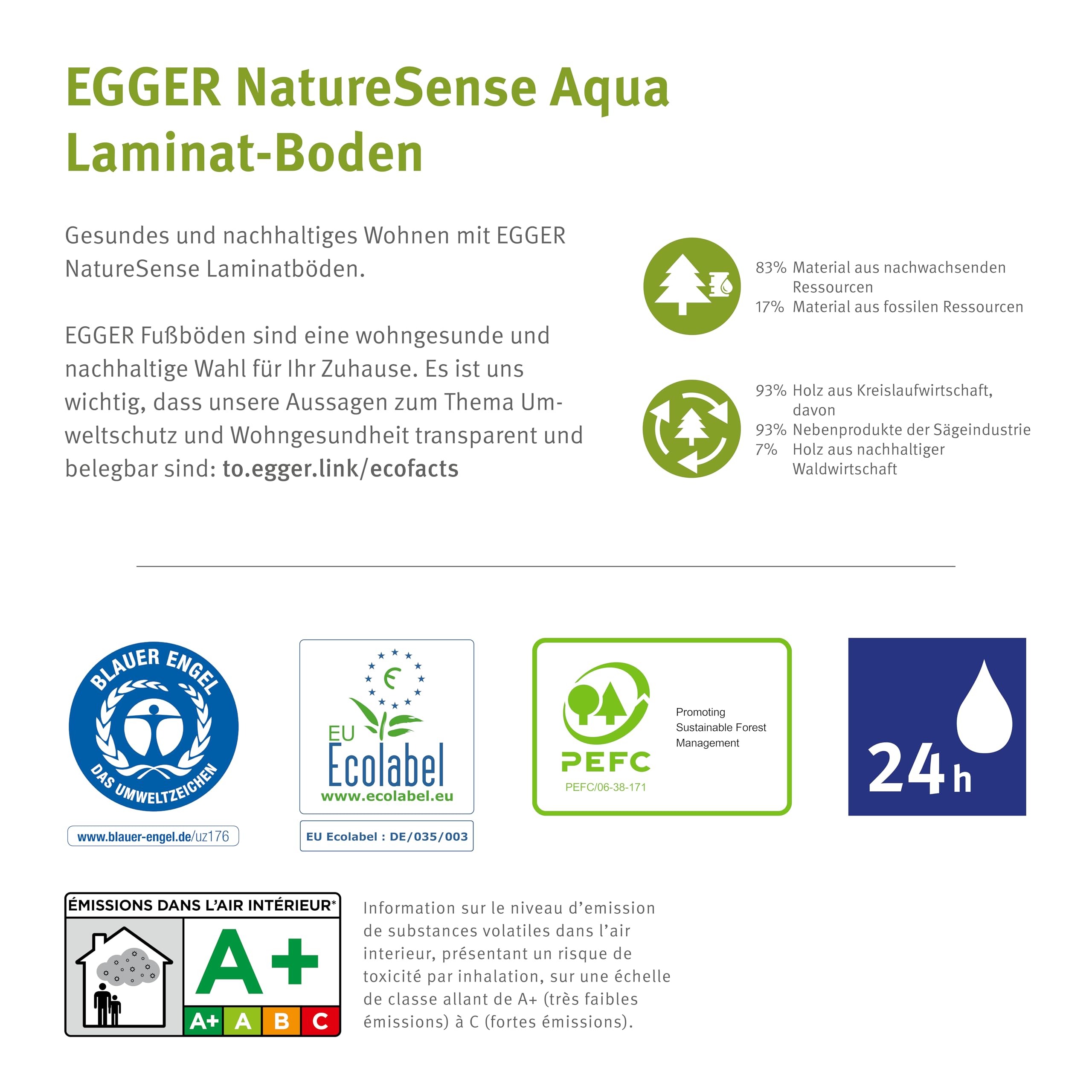 EGGER NatureSense Aqua Laminat EL2953 Lausanne Eiche natur 1292x193x10mm (1,746m²)
