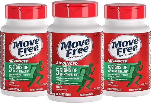 Miniatura 2 de Move Free Suplemento avanzado de apoyo articular de glucosamina condroitina MSM y glucosamina avanzada condroitina MSM + vitamina D3 suplemento de