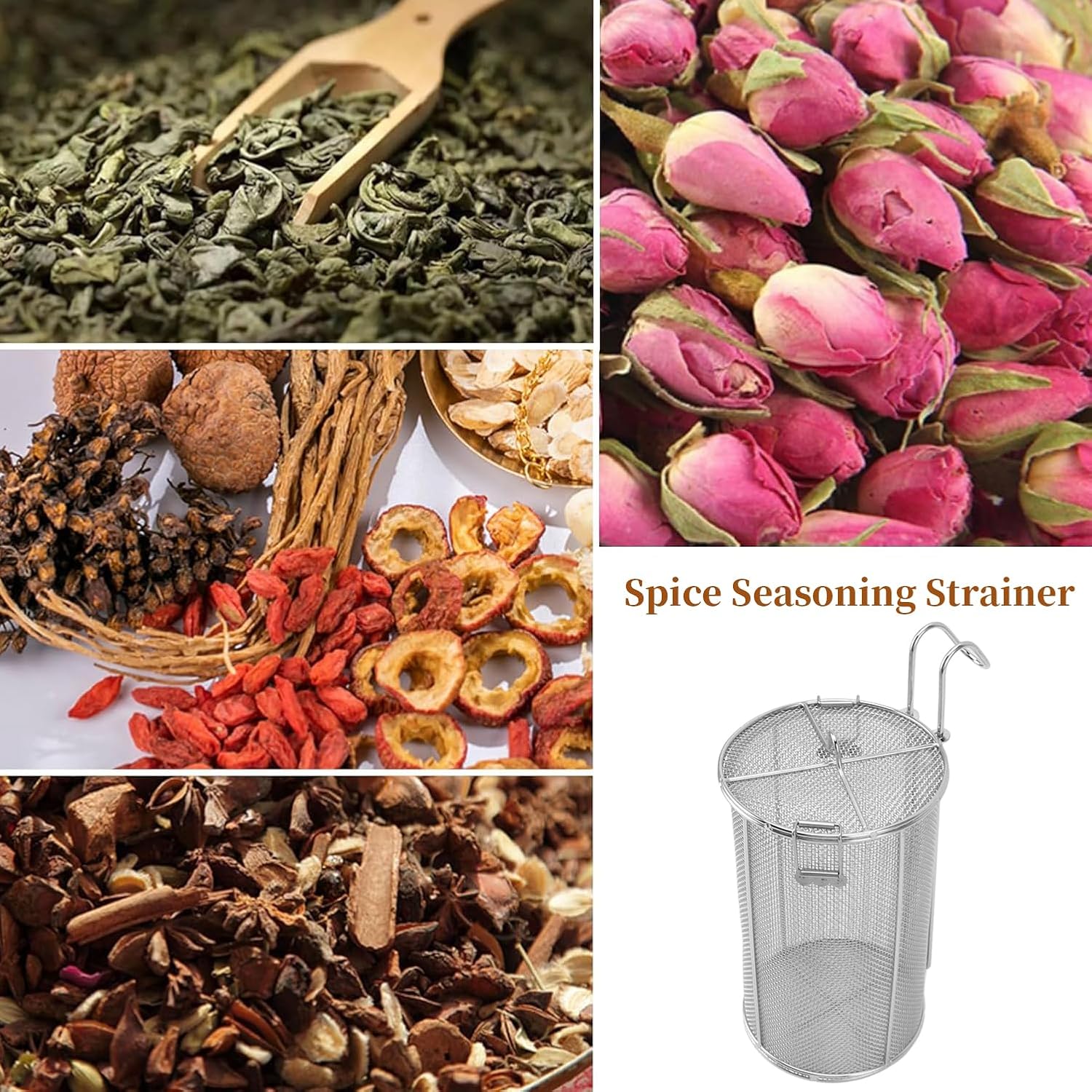 Collapsible Stainless Steel Seasoning Filter - Extra Capacity Soup and Sauce Strainer Basket for Cooking, Easy to Clean and Store