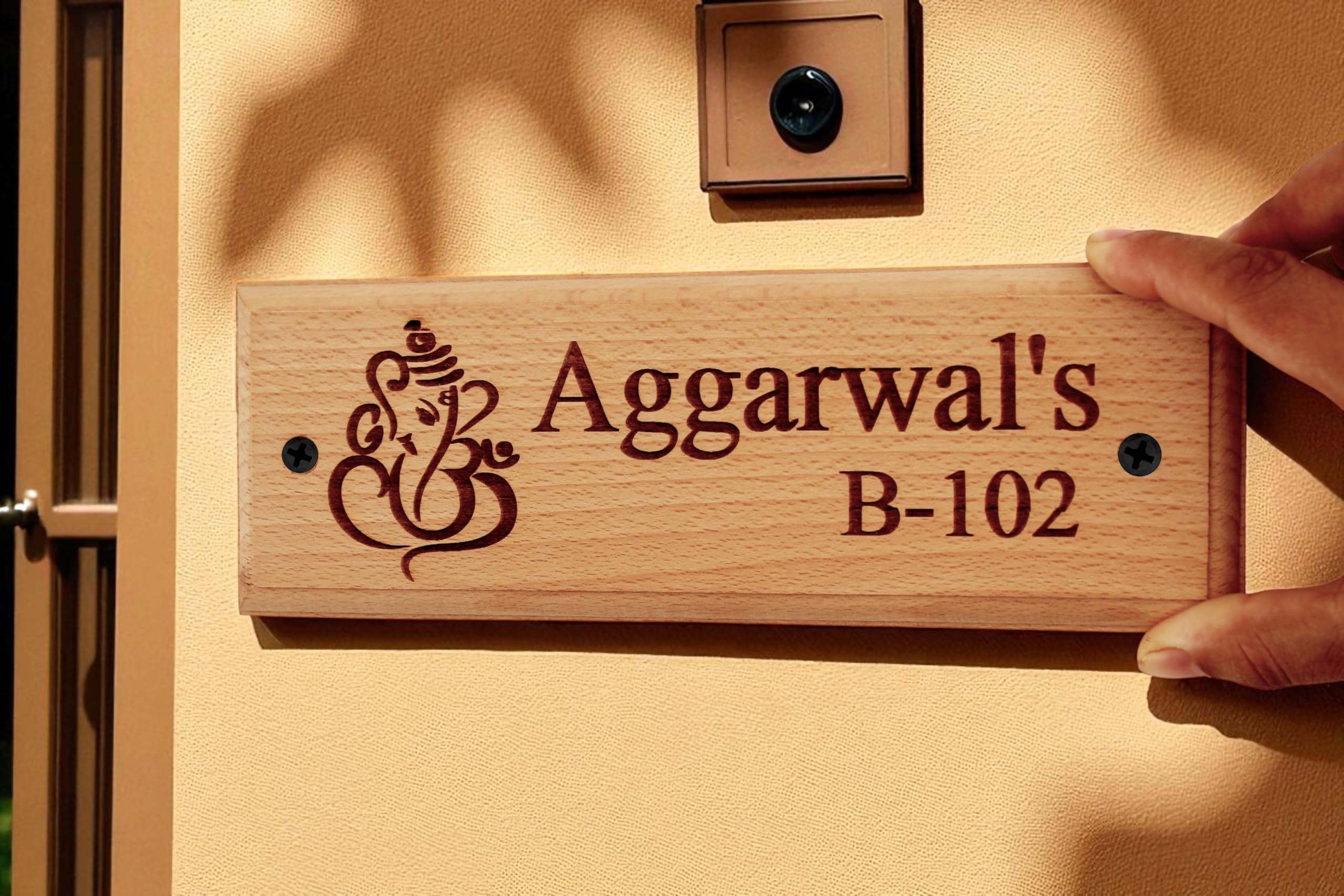 T one personalized wooden name plate for Home/flat/villa/bungalow/office | Name plate for home entrance(Style-2)