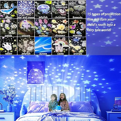 Miniatura 2 de 15 juegos de películas, proyector de luz nocturna para niños, proyector de luz para habitación de niños, proyectores de estrellas de bebé para techo