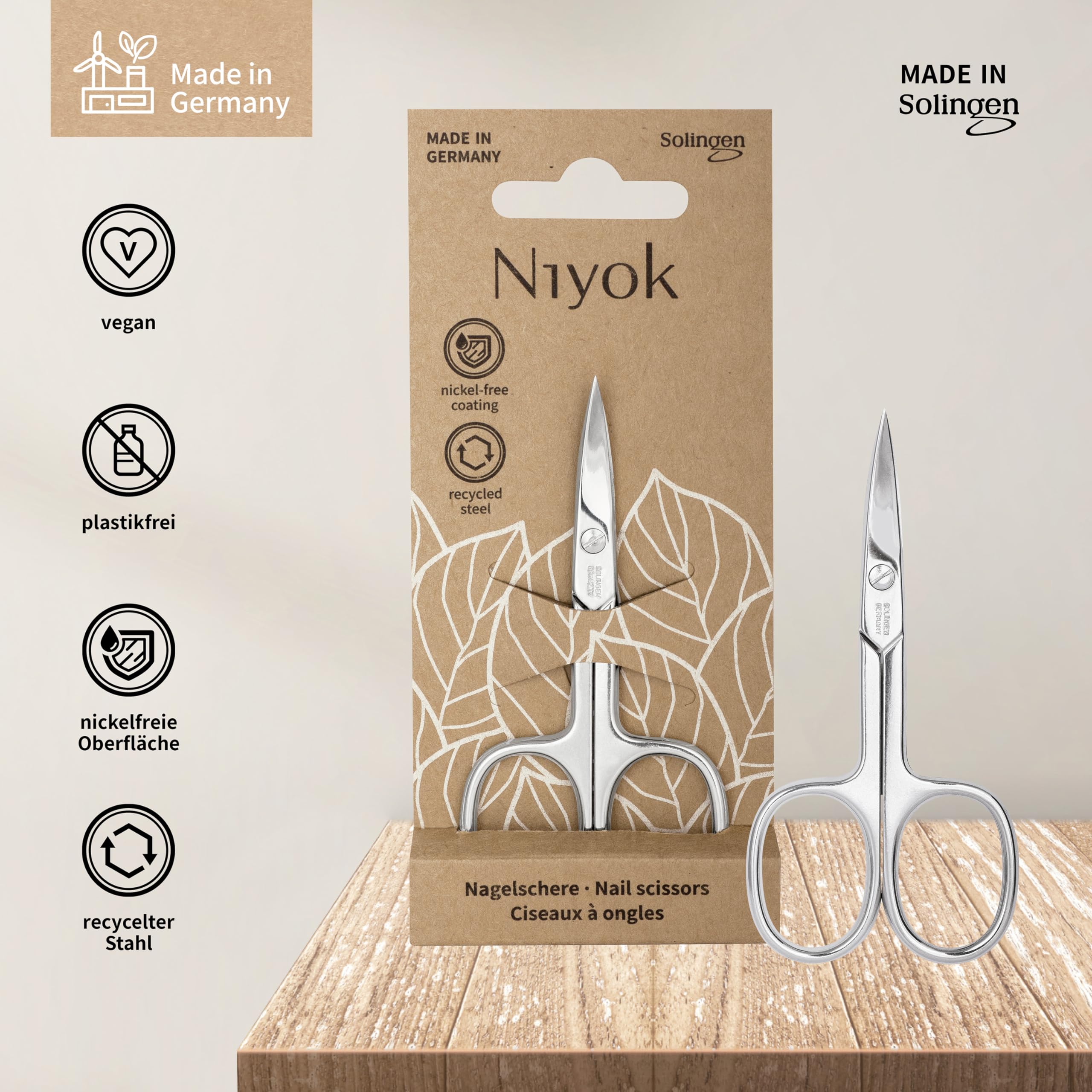 Niyok Solingen Nail Scissors, Nickel-Free Coating, Extra Sharp Scissors - Image 3