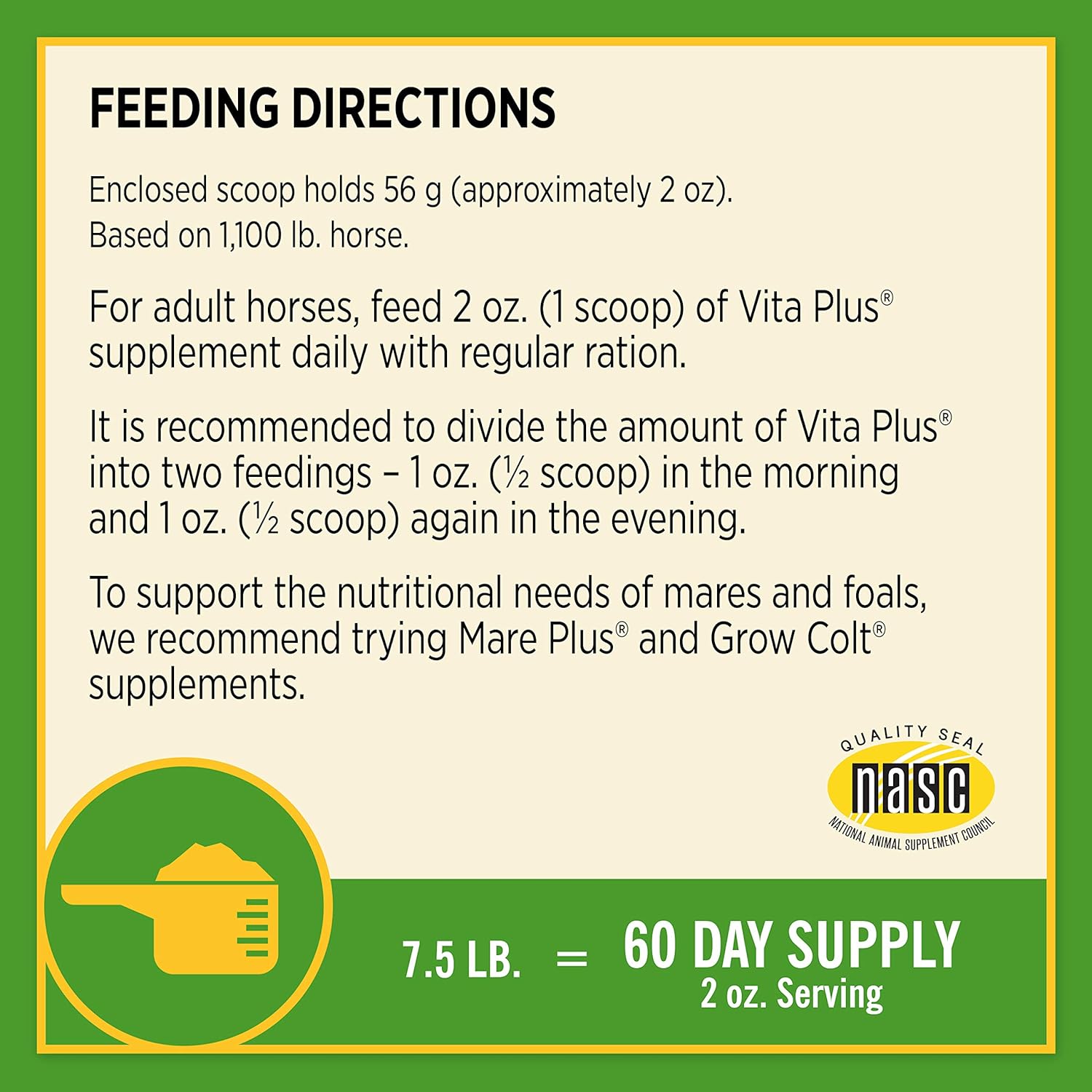 Farnam Vita Plus Balanced Multi-Vitamin & Mineral horse Supplement, Provides balanced nutrition to support overall health and performance, 7.5 pounds, 60 day supply