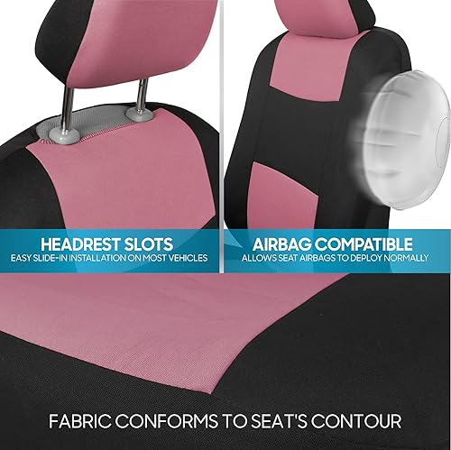 Miniatura 8 de BDK PolyPro - Juego completo de fundas de asiento de automóvil en rosa sobre negro, fundas de asiento dividido delantero y trasero para automóviles,