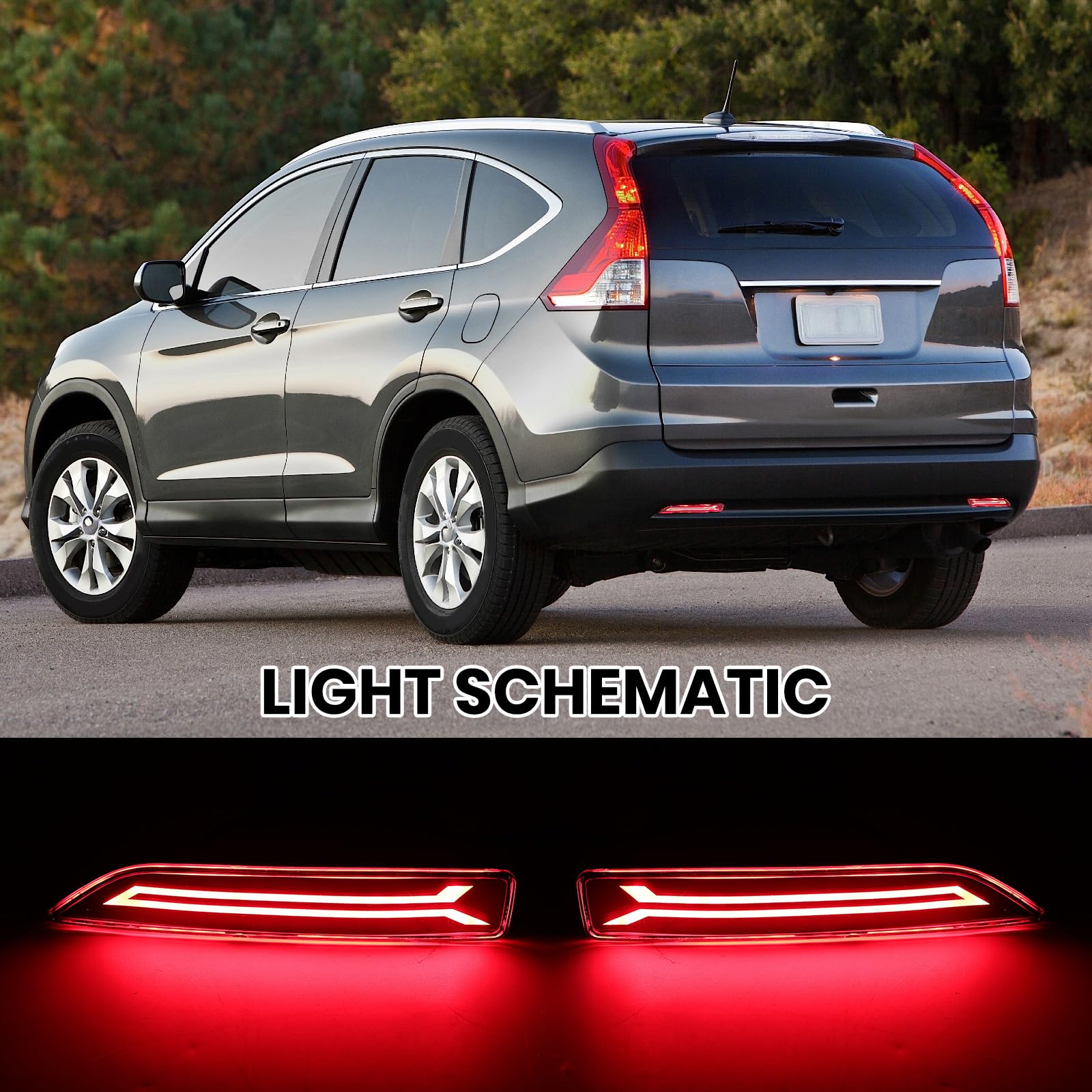 LED Bumper Lights Dreamseek LED Tail Light Reflectors For Honda CR-V 2005-2006, Odyssey 2007-2008 - Red Lens LED Tail Lights