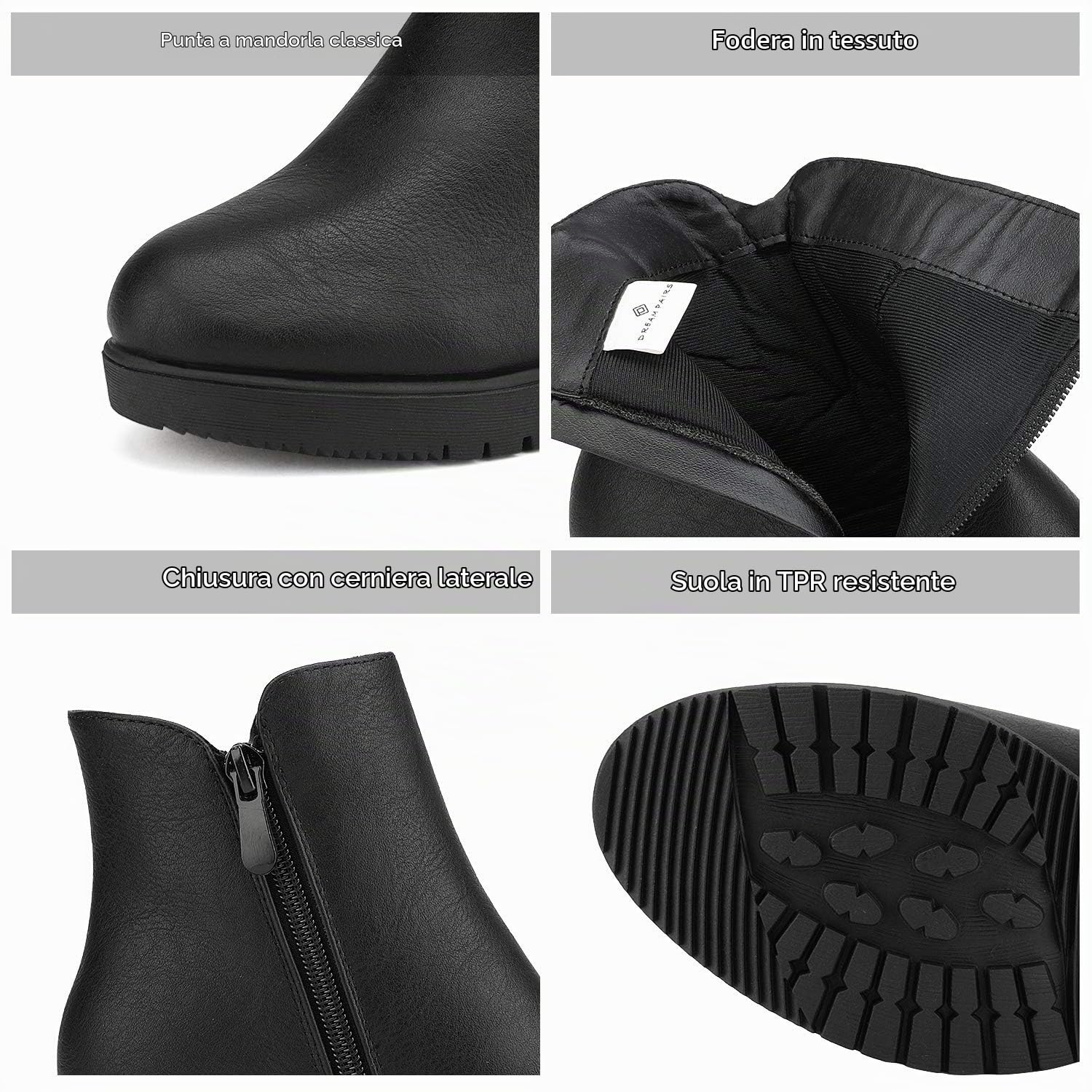 DREAM PAIRS Stivali da Donna Stivaletti alla Caviglia con Tacco Grosso,Size 37,Nero Lucido,Z0EY-2