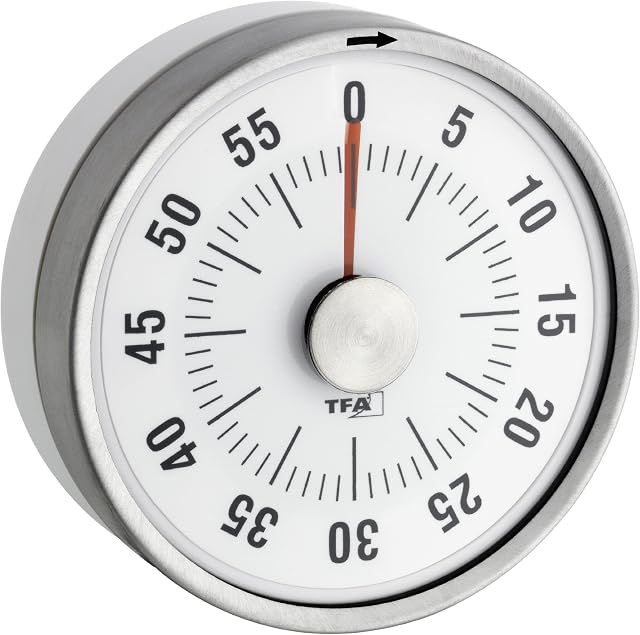 TFA Dostmann Puck zegar kuchenny, zegar do jajek magnetyczny, timer, ze wskaźnikiem pozostałego czasu, 0-60 minut, biały, 38.1028.02