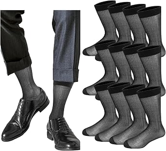 12 Pairs Sheer Dress Socks for Men Nylon Ultra Thin Ankle Socks Silky Transparent Summer Cool Business Stockings