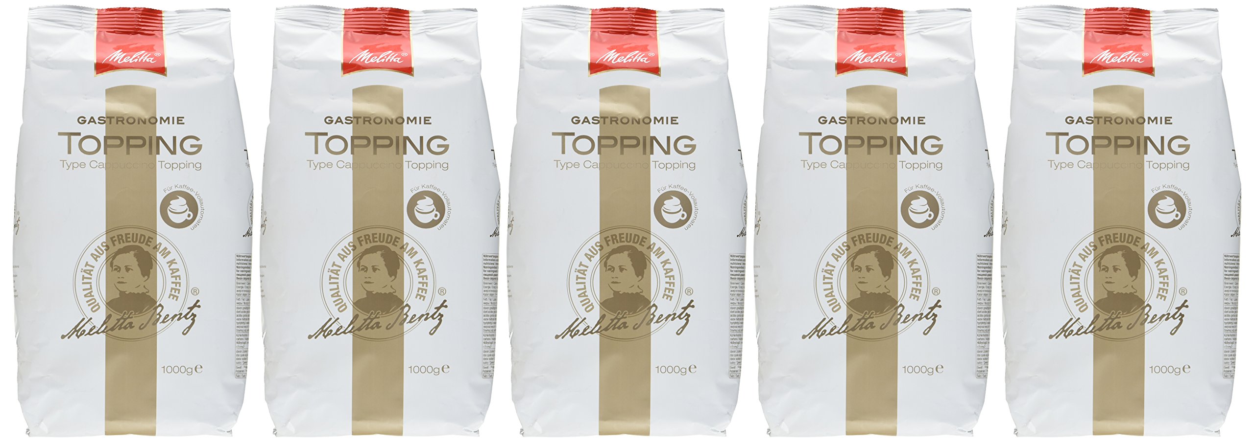 Melitta Professional Topping für Kaffee-Vollautomaten, Pulverförmig, Kaffeeweißer, 5er Pack (5 x 1000 g)