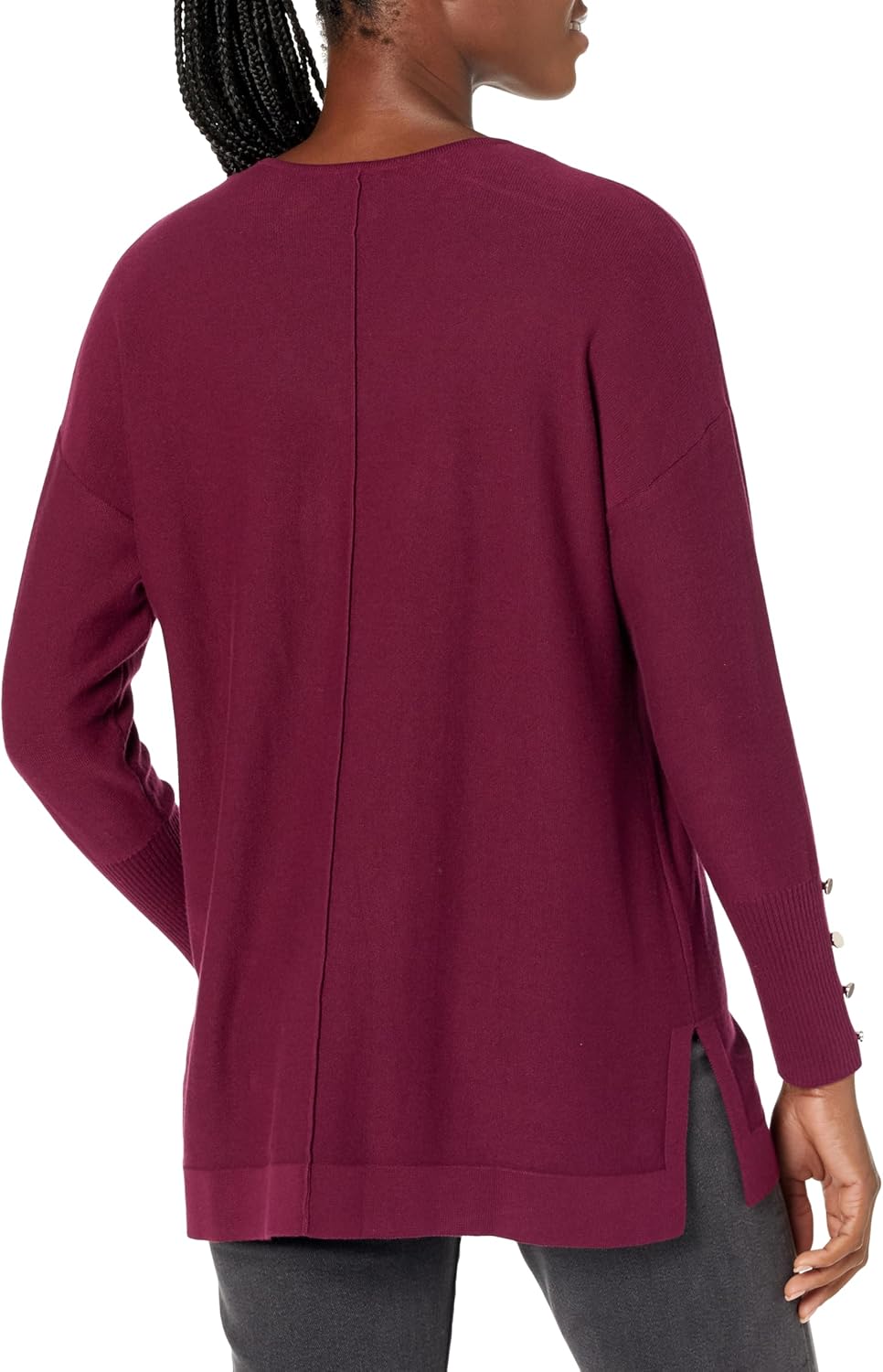 Anne Klein Women's V Neck Long Sleeve Sweater with Buttons - Image 2