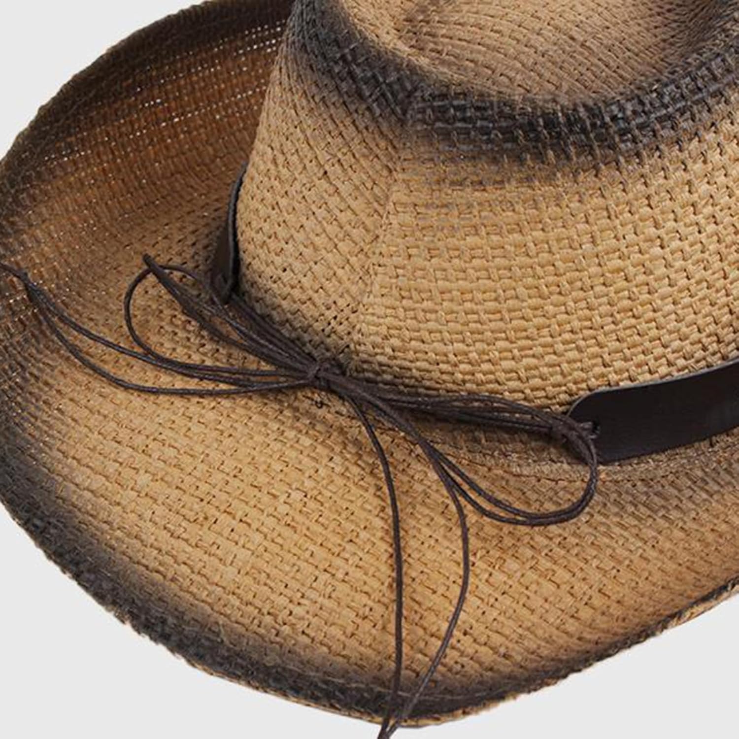 Cowboy Hats for Women, Brown Straw Cowgirl Outfits, Western Wide Brim Sun Hats with Chin Strap - Image 4