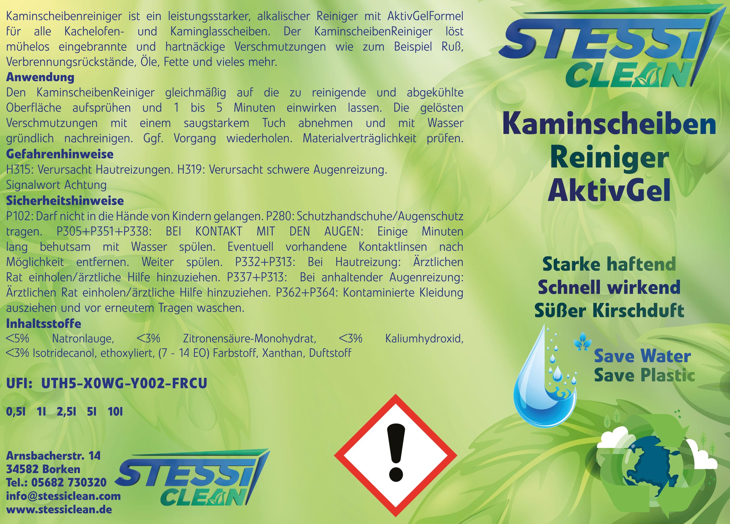 Kamin & Ofenglas Reiniger AktivGel | 25 Liter | Kaminscheibenreiniger für hartnäckigen Verschmutzungen | Kaminreiniger - Ofenreiniger | Kamin und Ofenglasscheiben | Ruß Reiniger