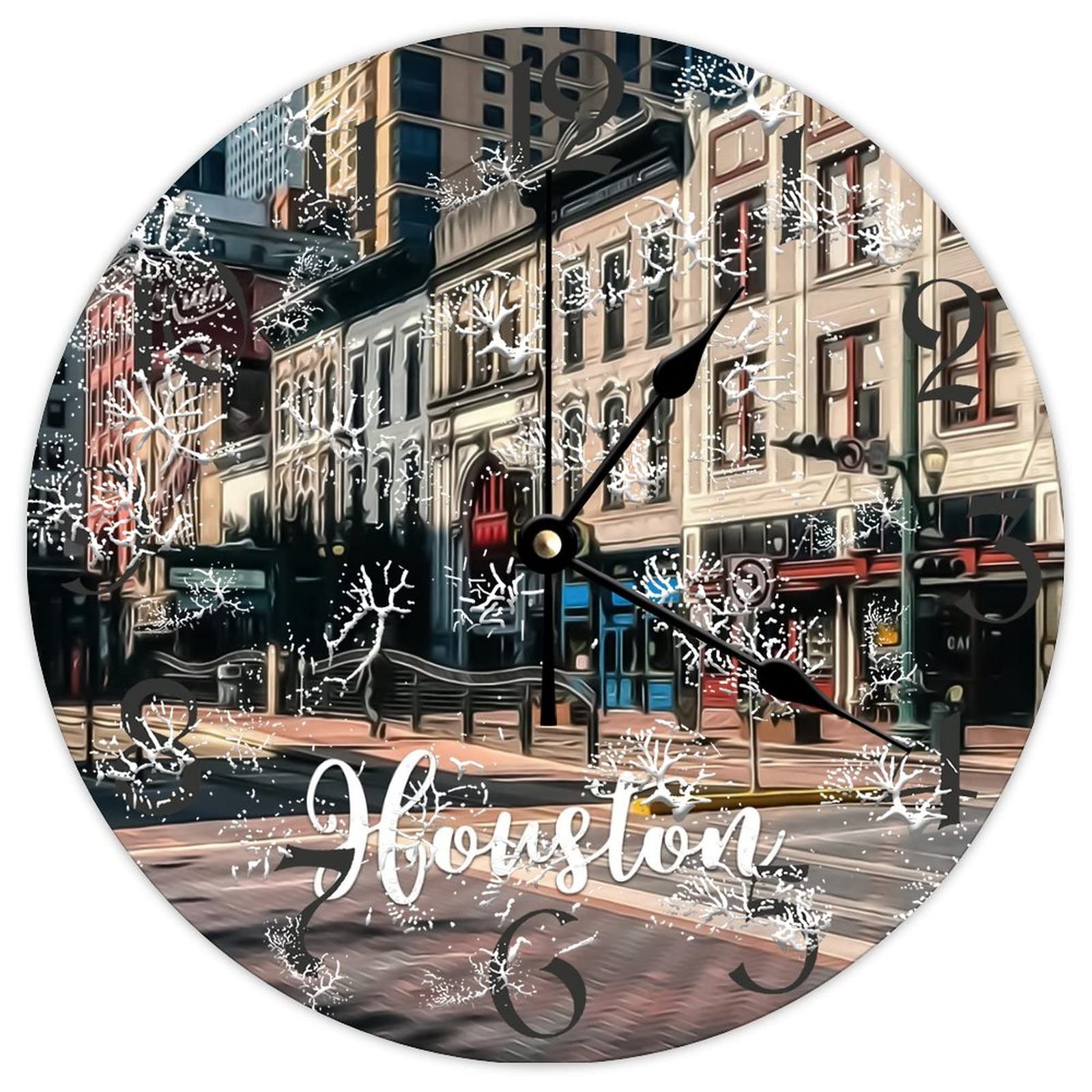 Horloge murale ronde en bois Houston idéale pour un salon chaleureux