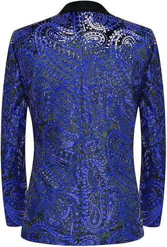 Men's Shiny Sequins Suit Jacket Classic Floral Suit Jacket Fashion,Suitable for Parties,Weddings,Banquets,Proms