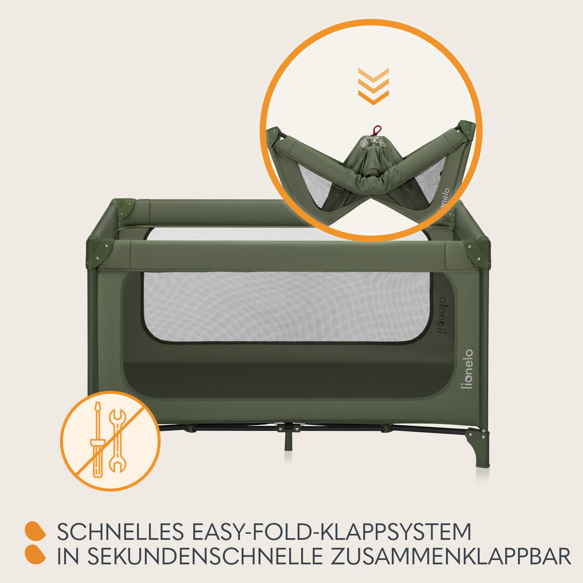 Lionelo Jasmin Easy Fold Reisebett für Kinder bis zu 15 kg